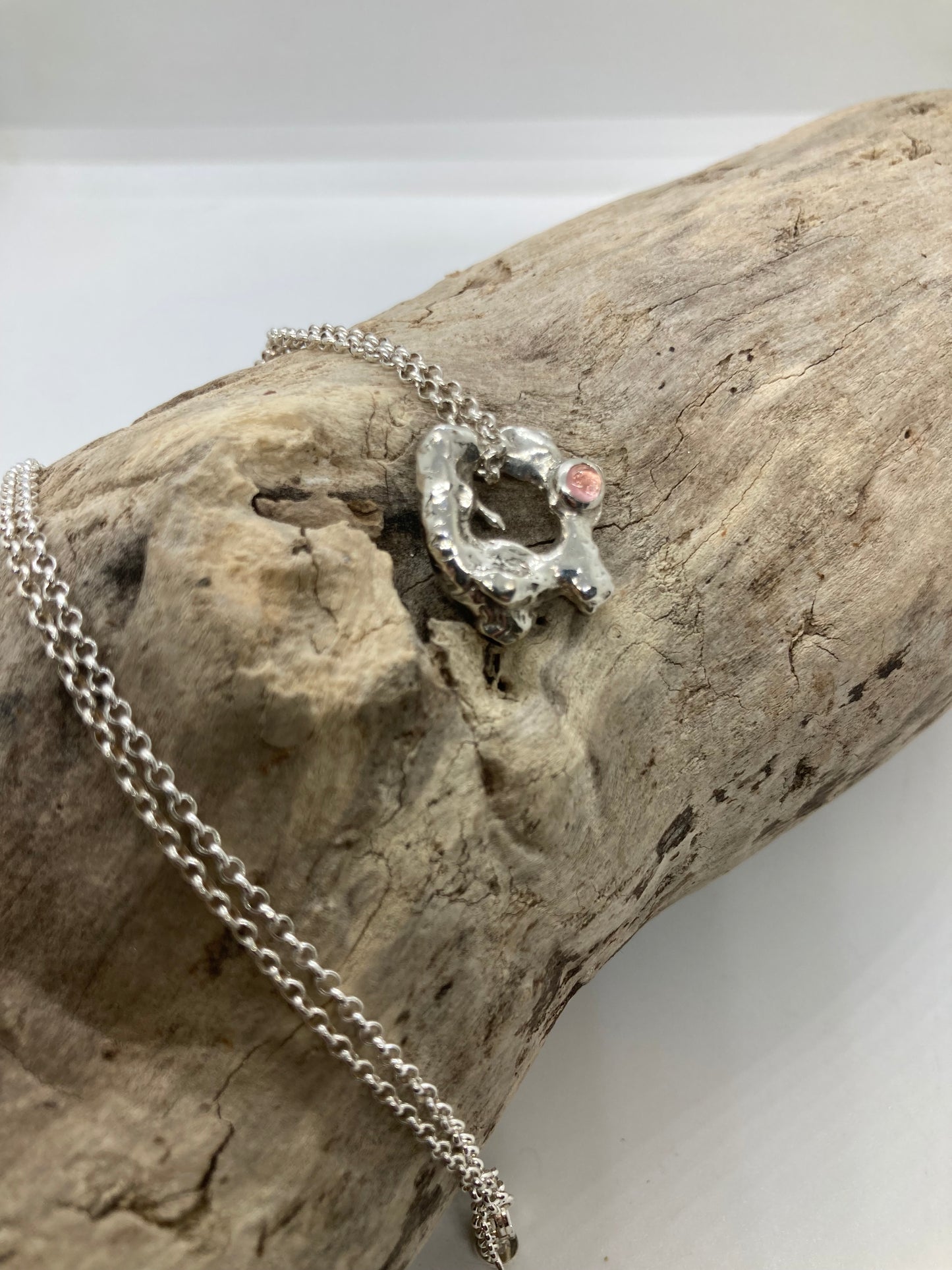 Pink Tourmaline molten pendant