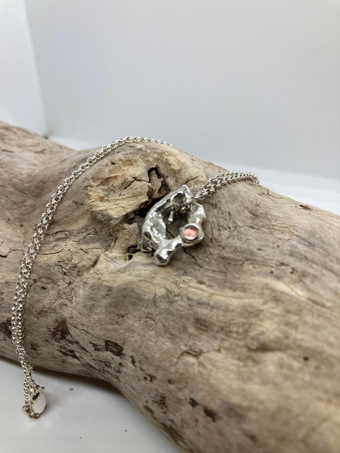 Pink Tourmaline molten pendant