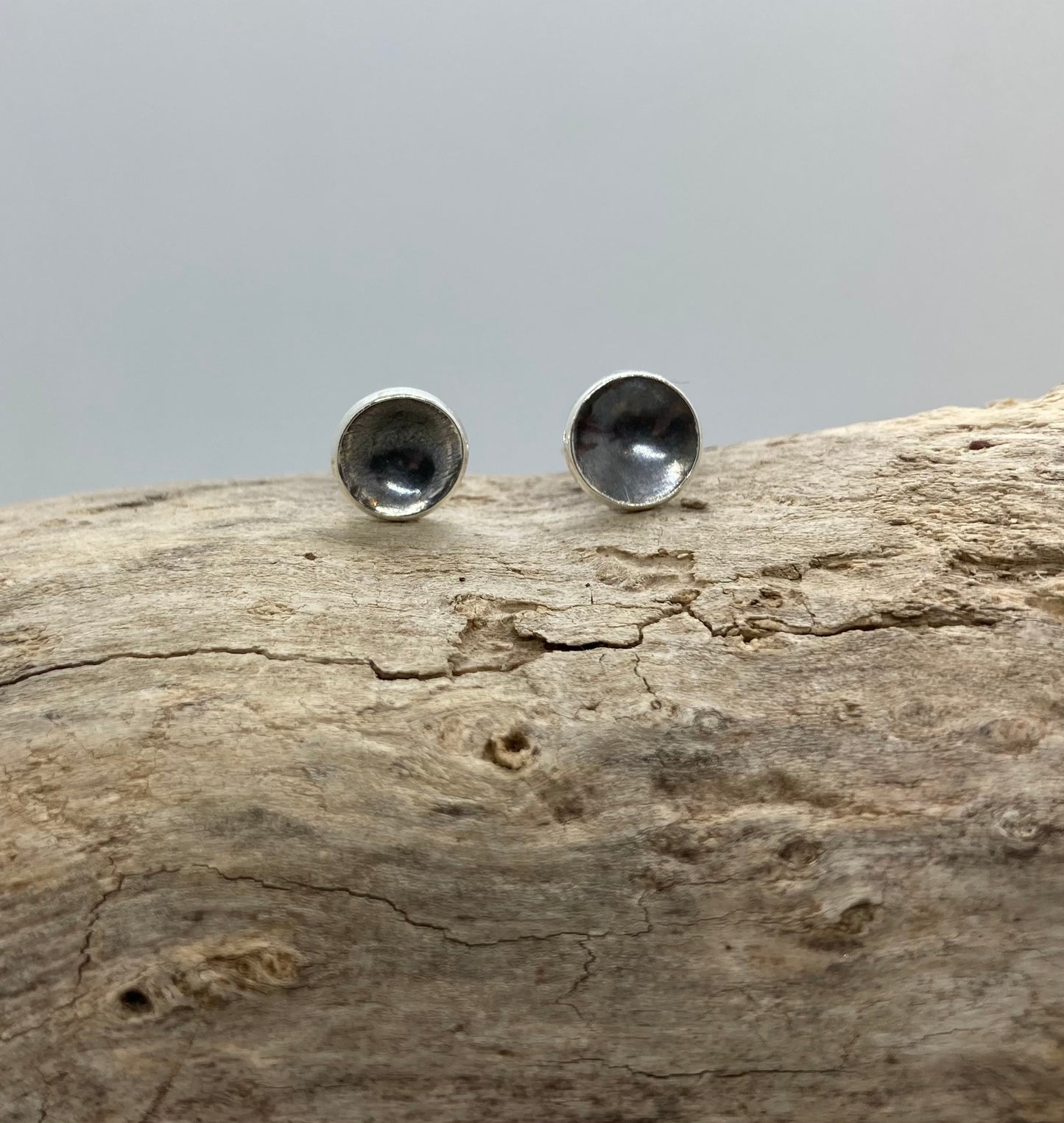 Domed oxidised silver studs