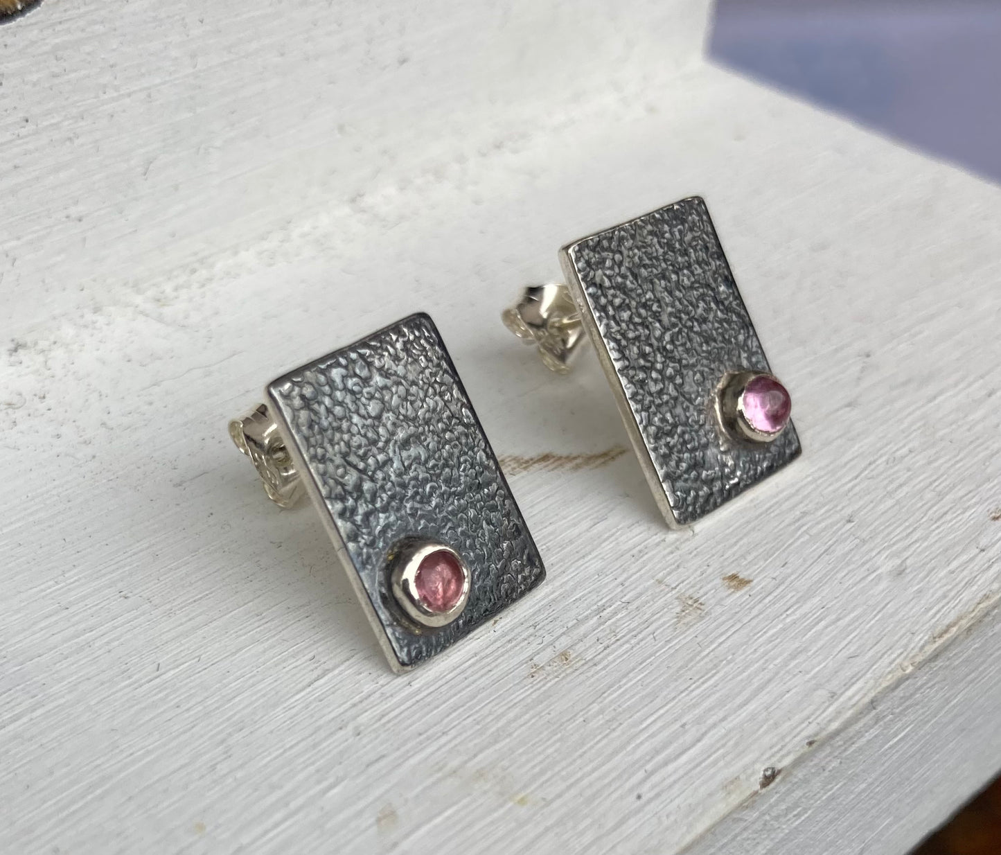 Pink Tourmaline Sterling Silver Stud Earrings