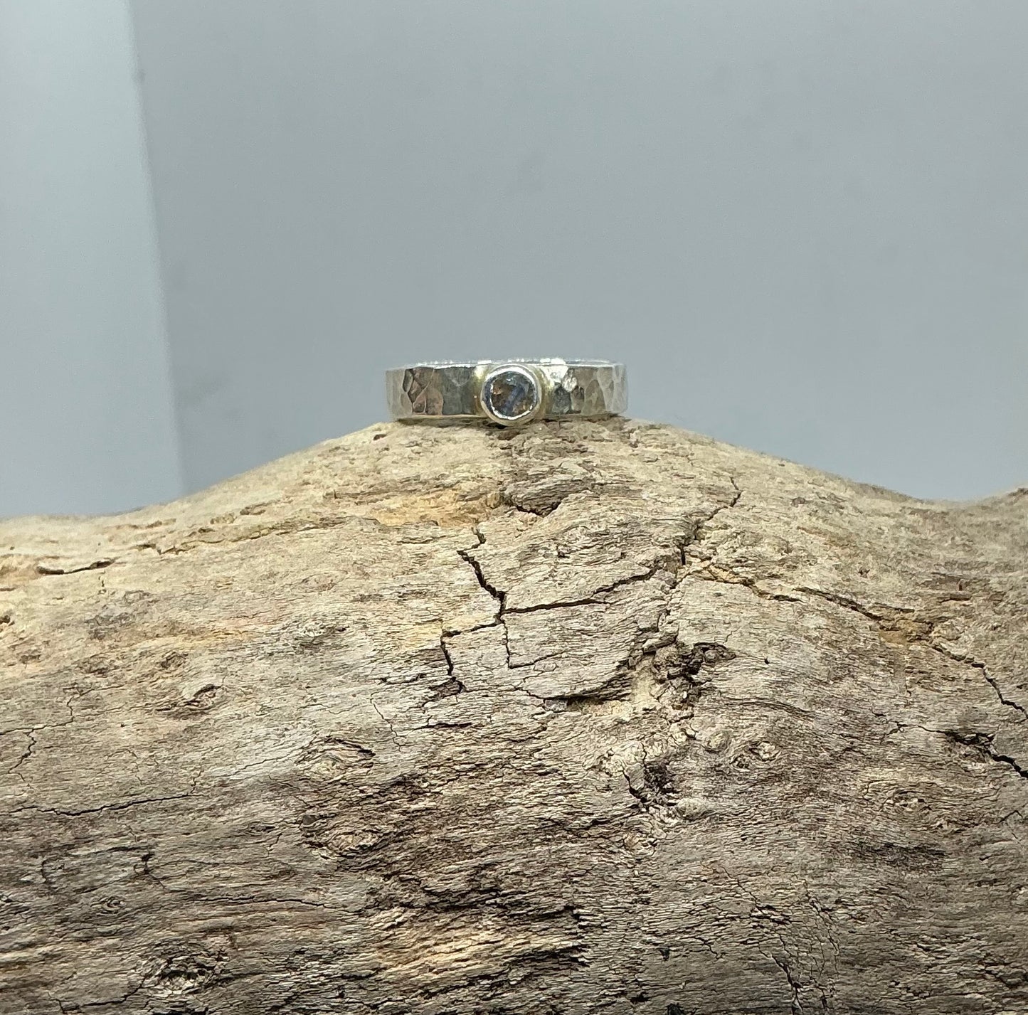 Labradorite hammered band UK size N