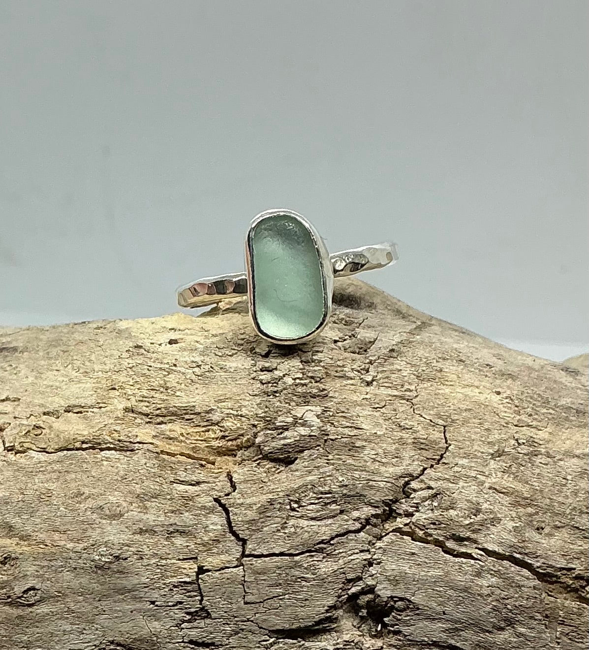 Sea foam sea glass ring UK size V1/2