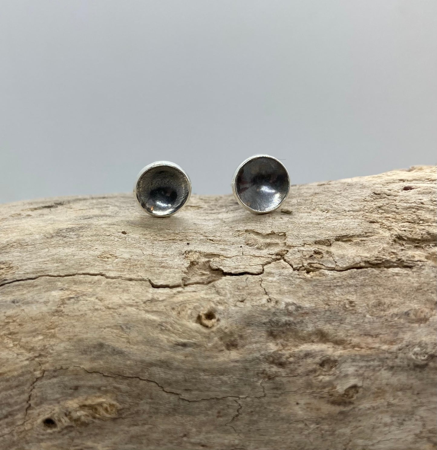 Domed oxidised silver studs