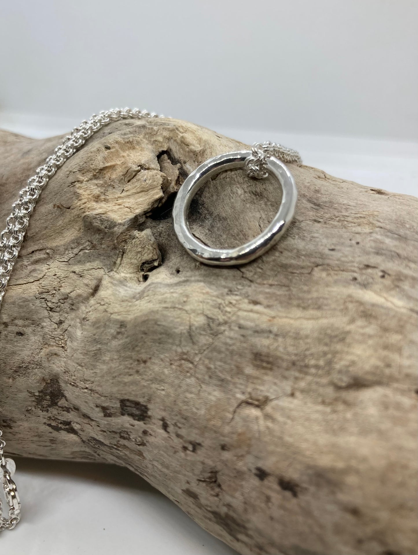 Hammered open circle pendant