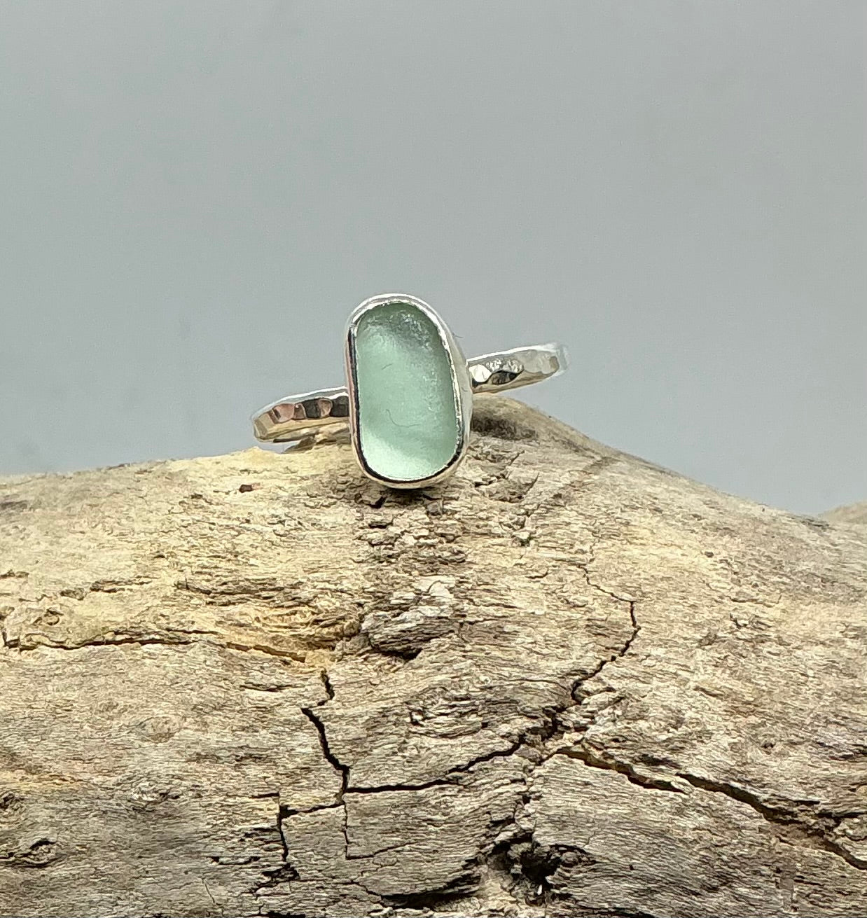 Sea foam sea glass ring UK size V1/2