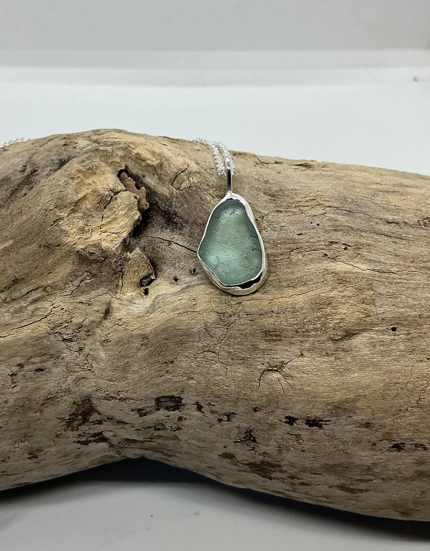 Aqua sea glass pendant