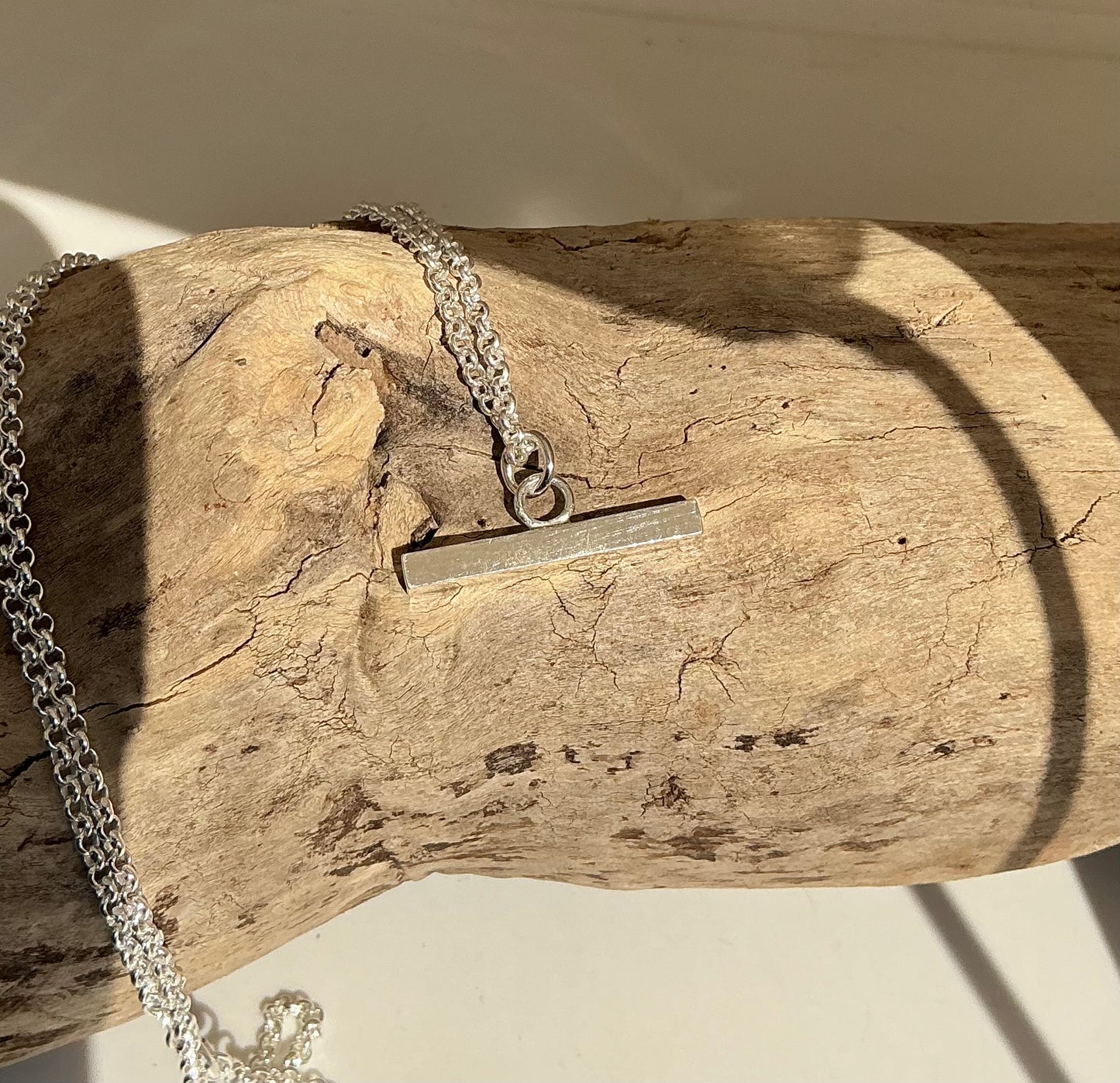 Chunky sterling silver T-Bar necklace