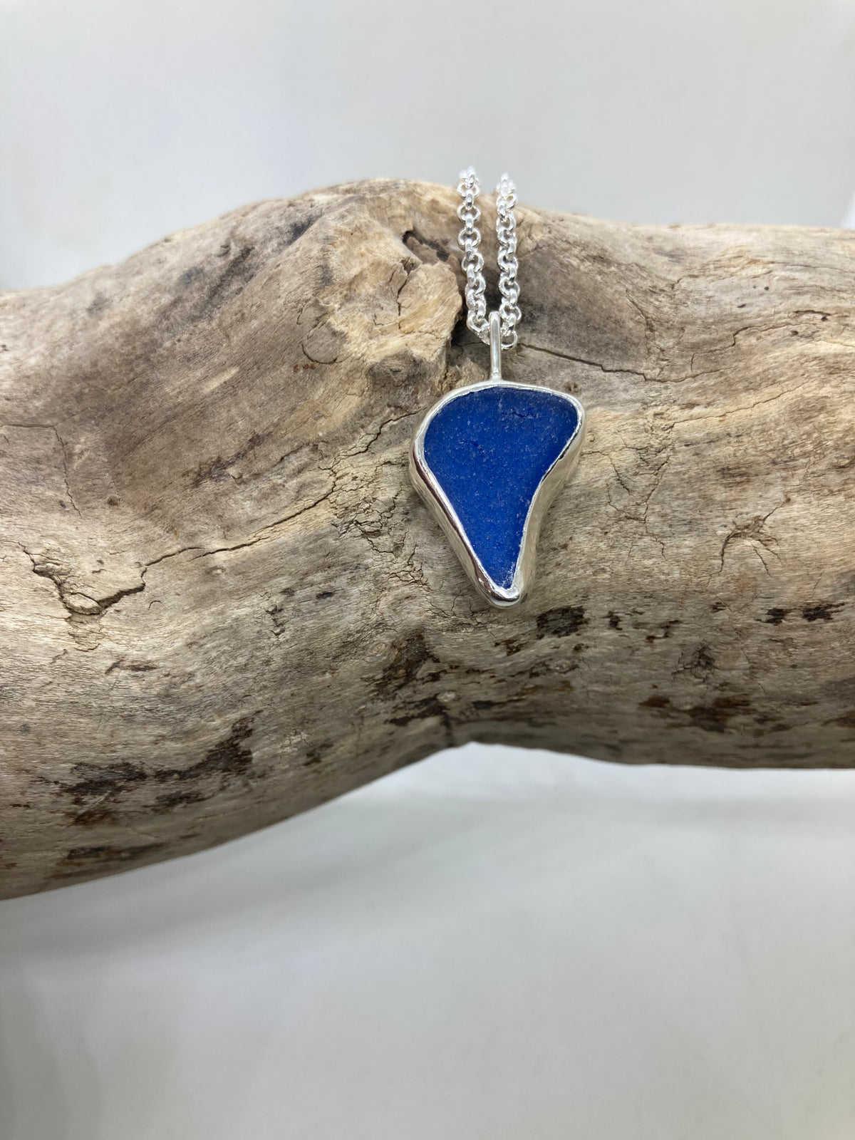 Beautiful Blue Northumberland sea glass pendant