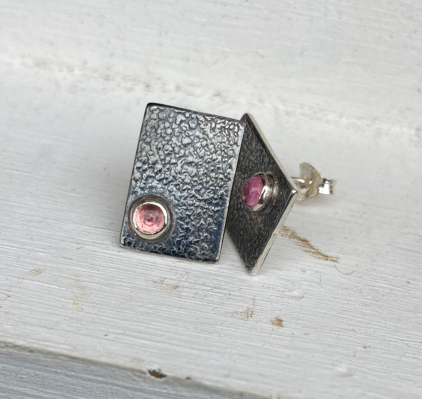 Pink Tourmaline Sterling Silver Stud Earrings