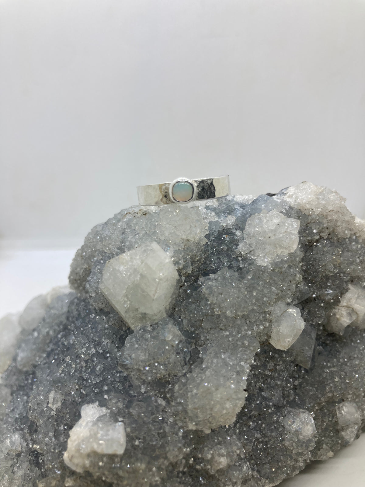 Opal sterling silver ring UK Size N