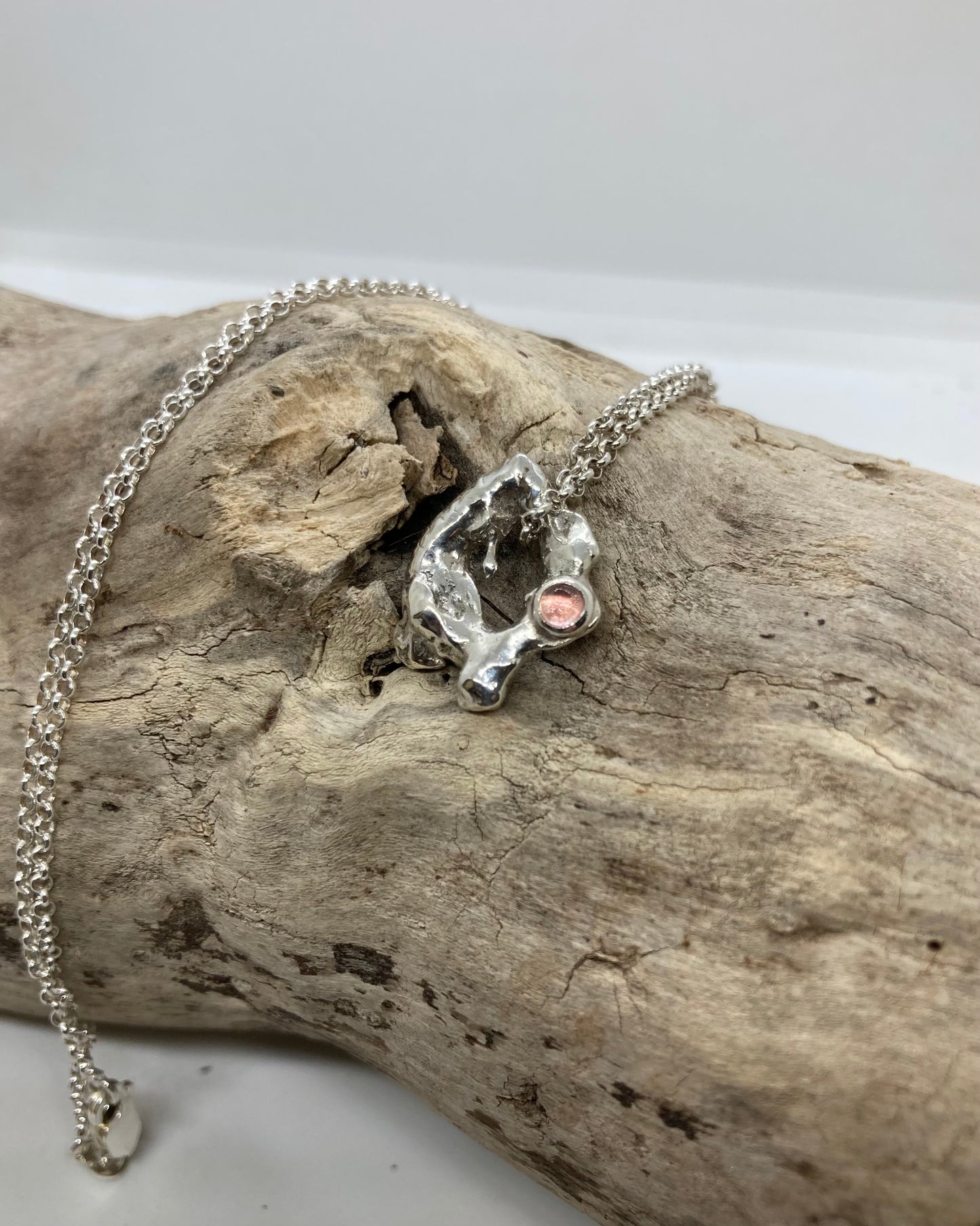 Pink Tourmaline molten pendant