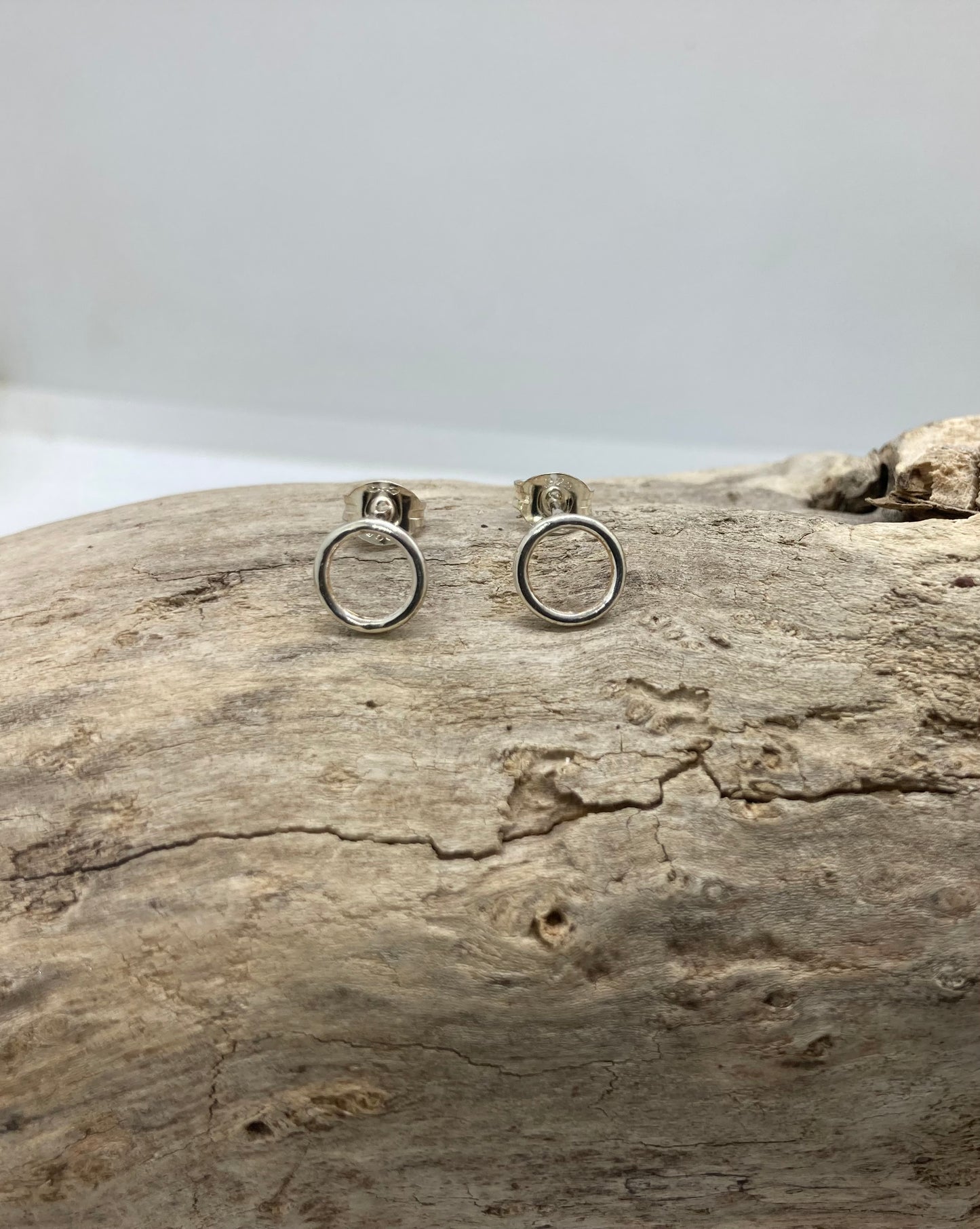 Small open circle stud earrings