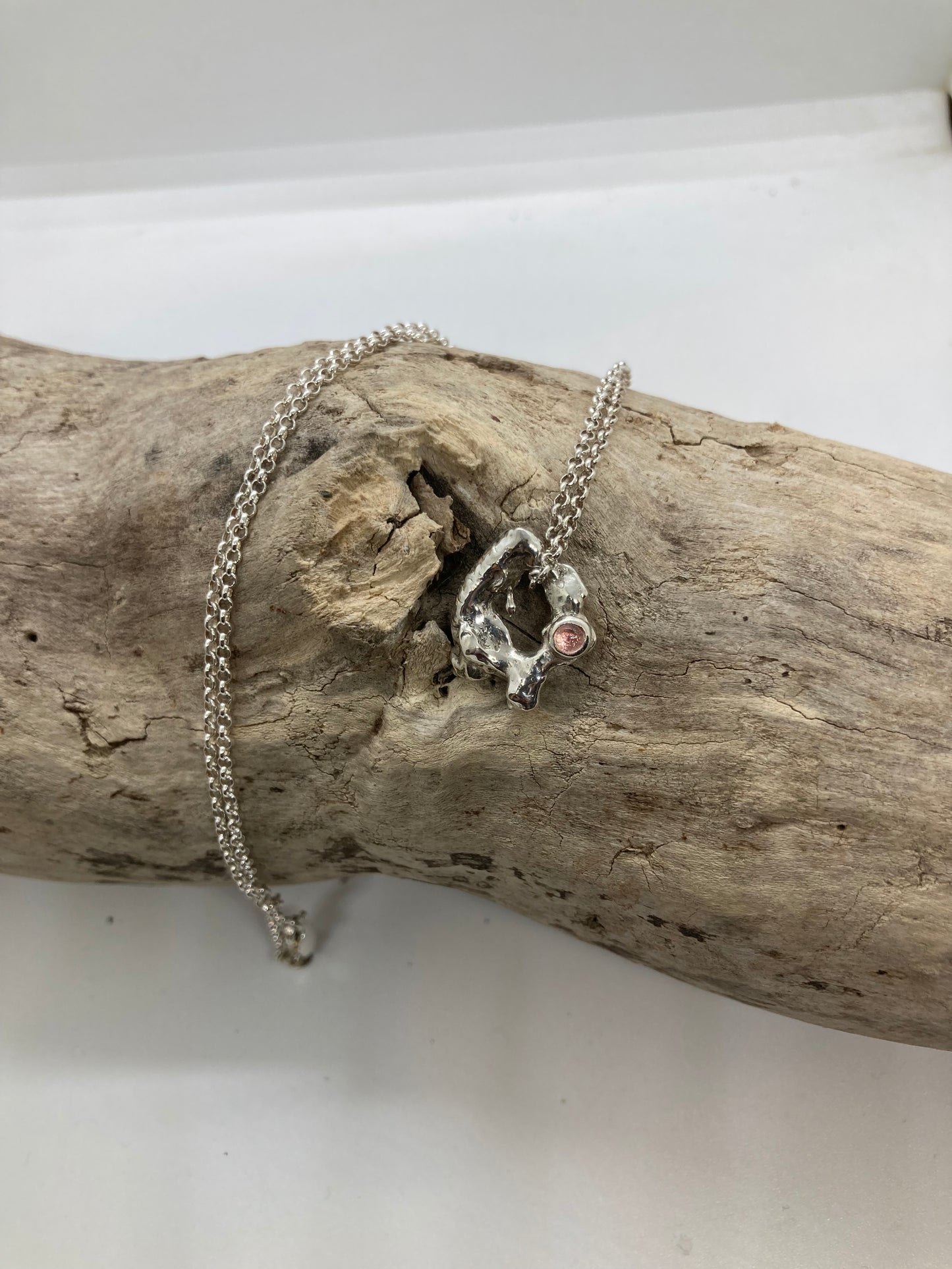 Pink Tourmaline molten pendant