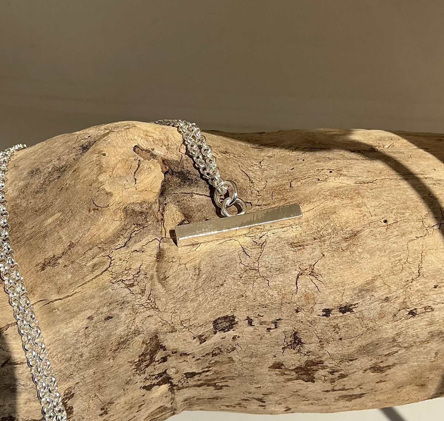 Chunky sterling silver T-Bar necklace
