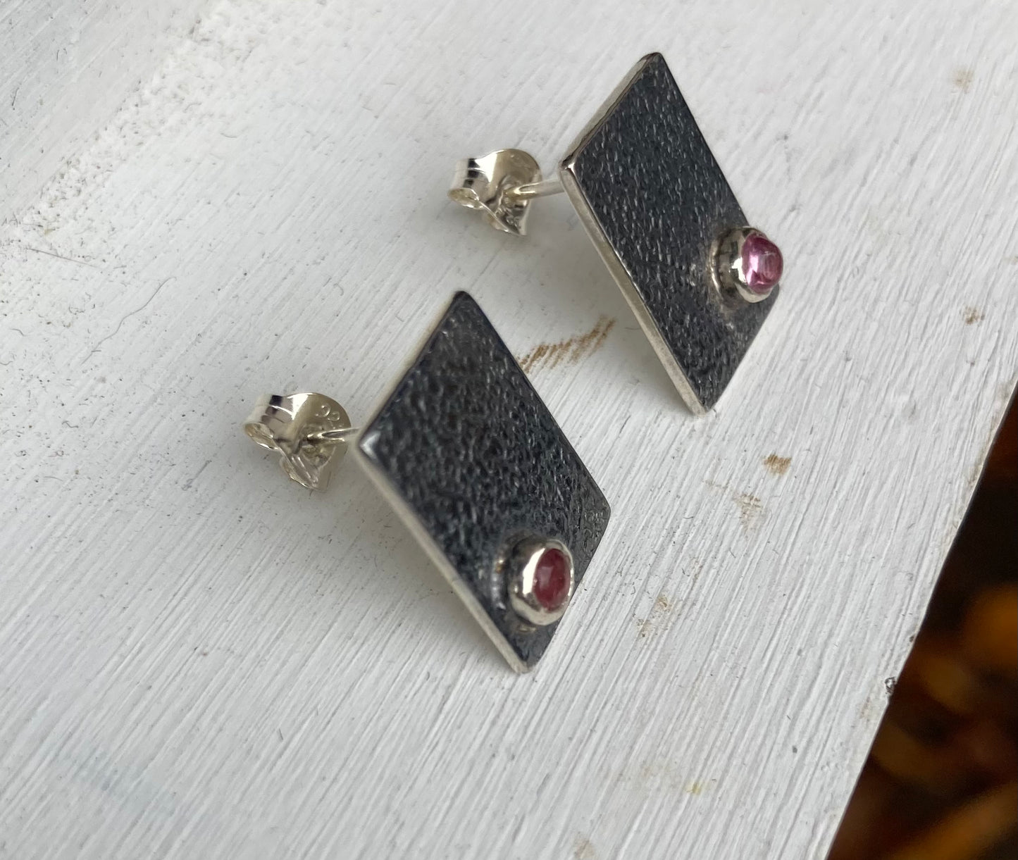 Pink Tourmaline Sterling Silver Stud Earrings