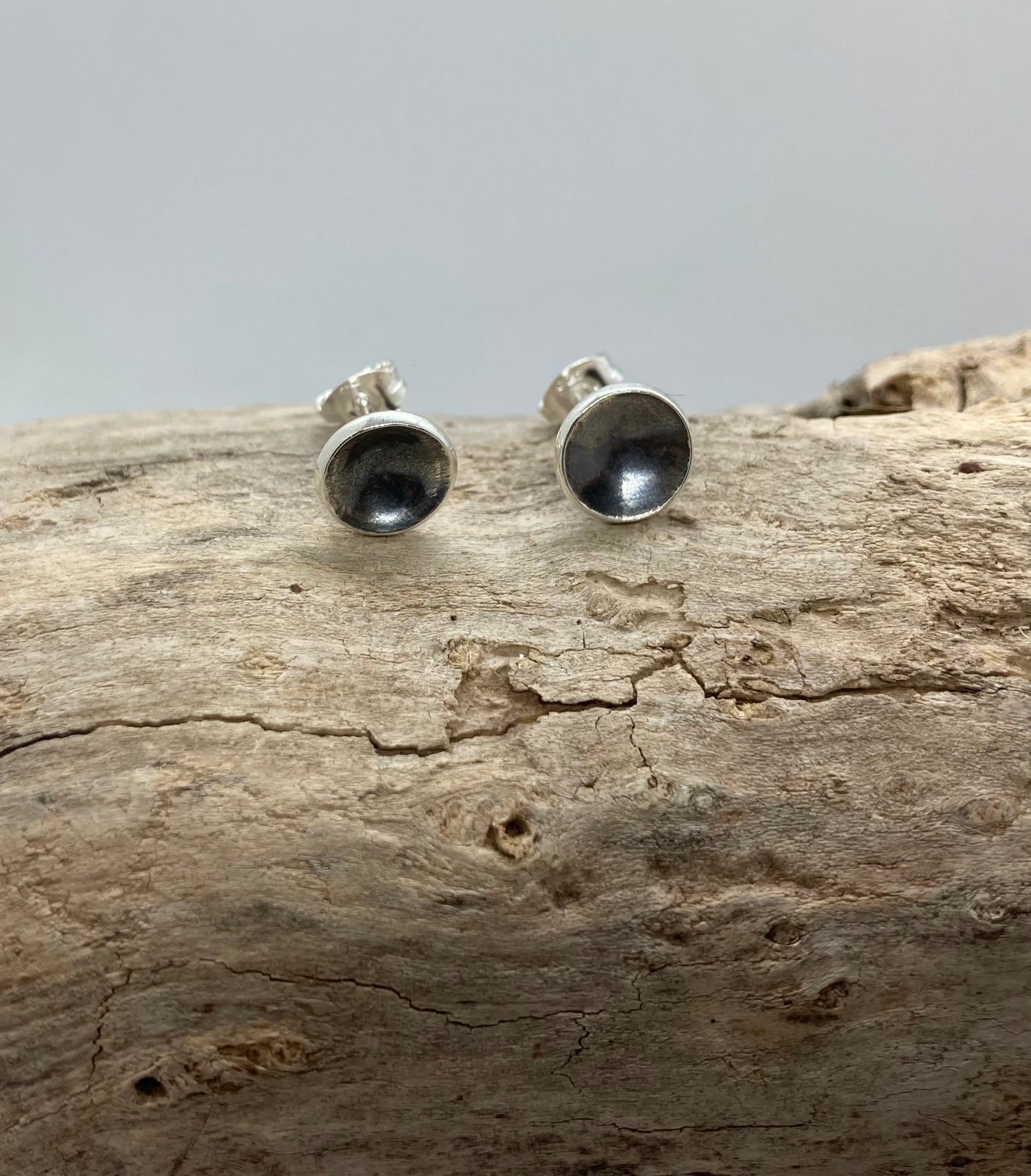 Domed oxidised silver studs