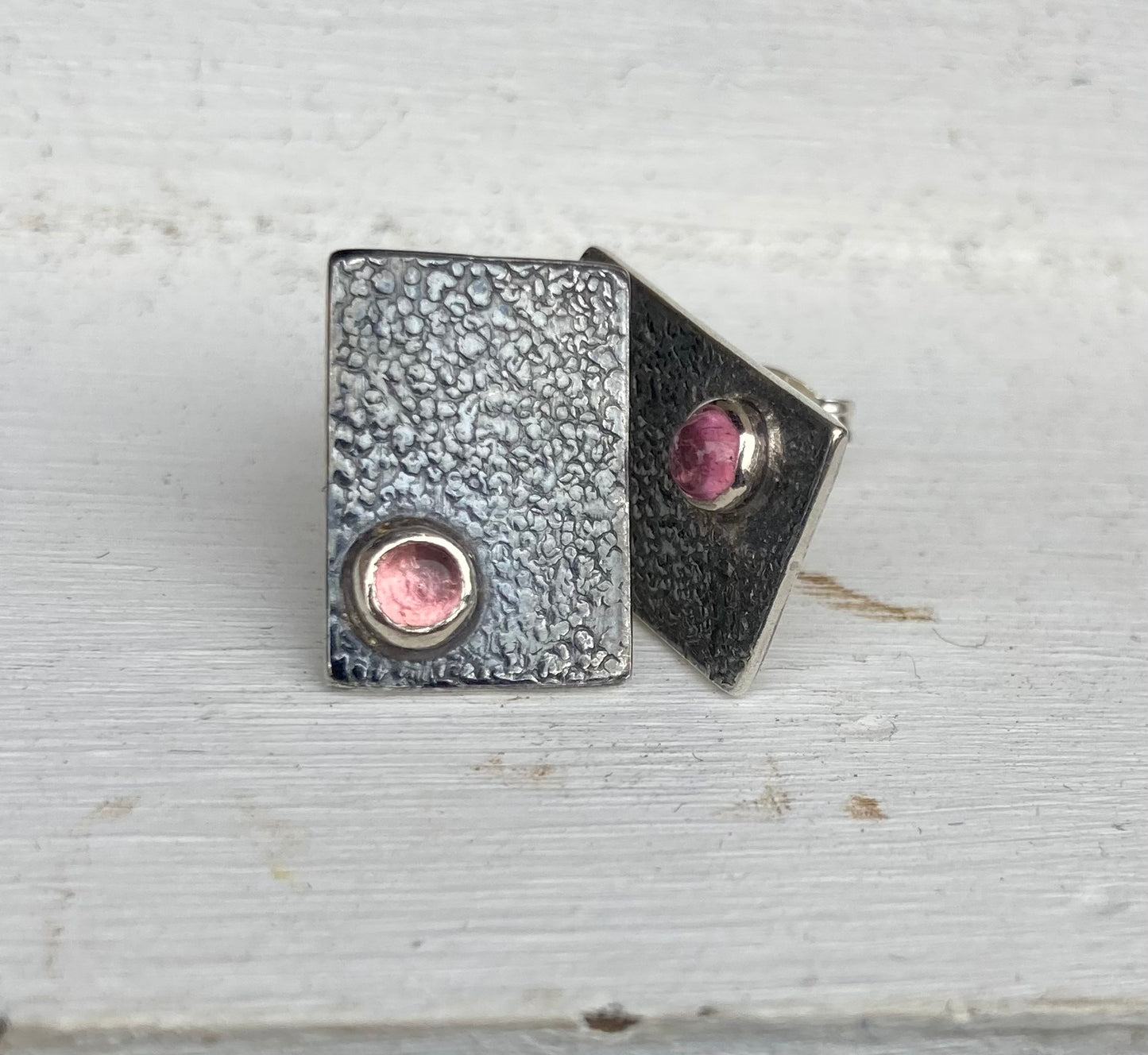 Pink Tourmaline Sterling Silver Stud Earrings