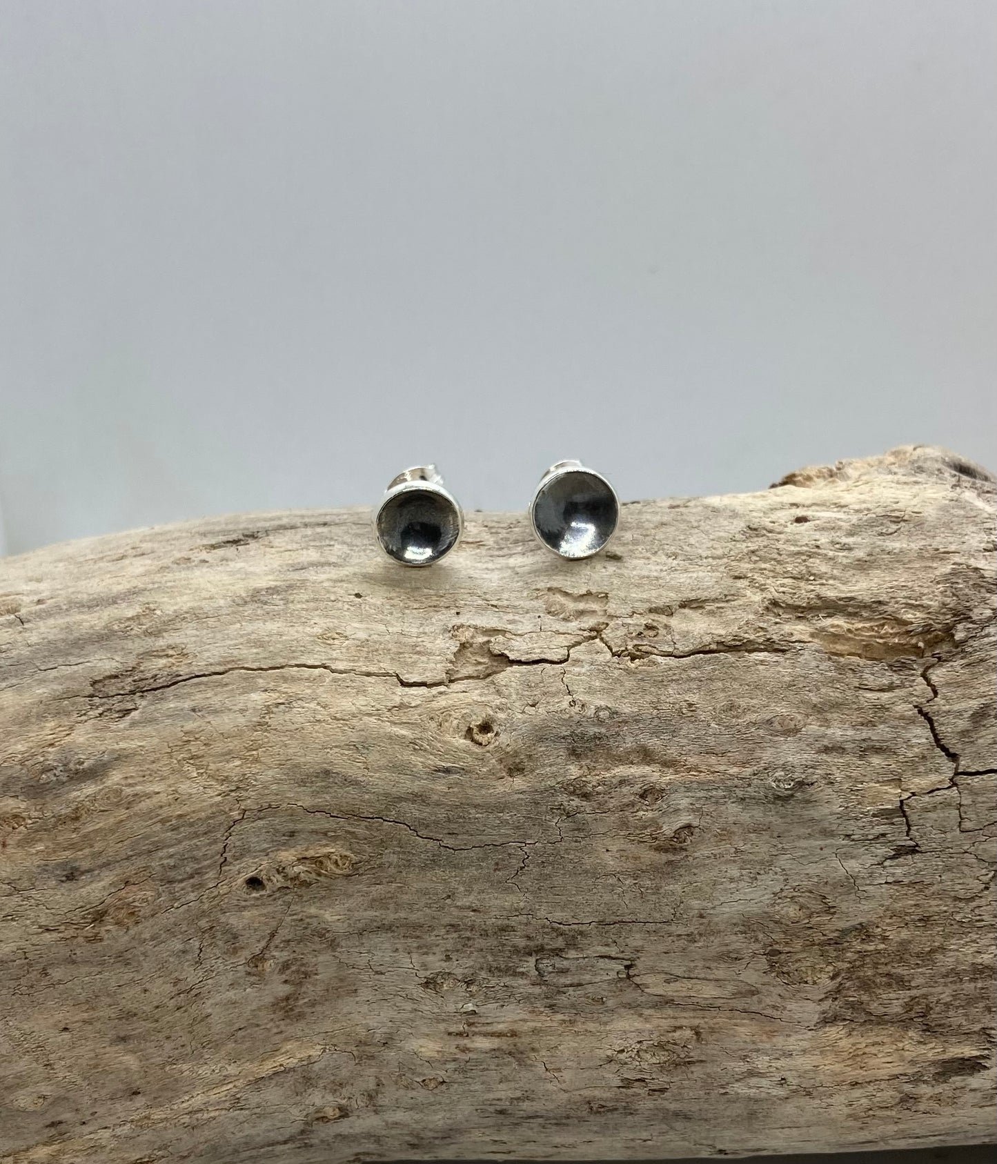 Domed oxidised silver studs