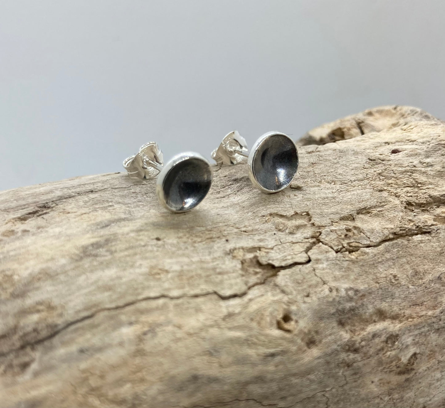 Domed oxidised silver studs