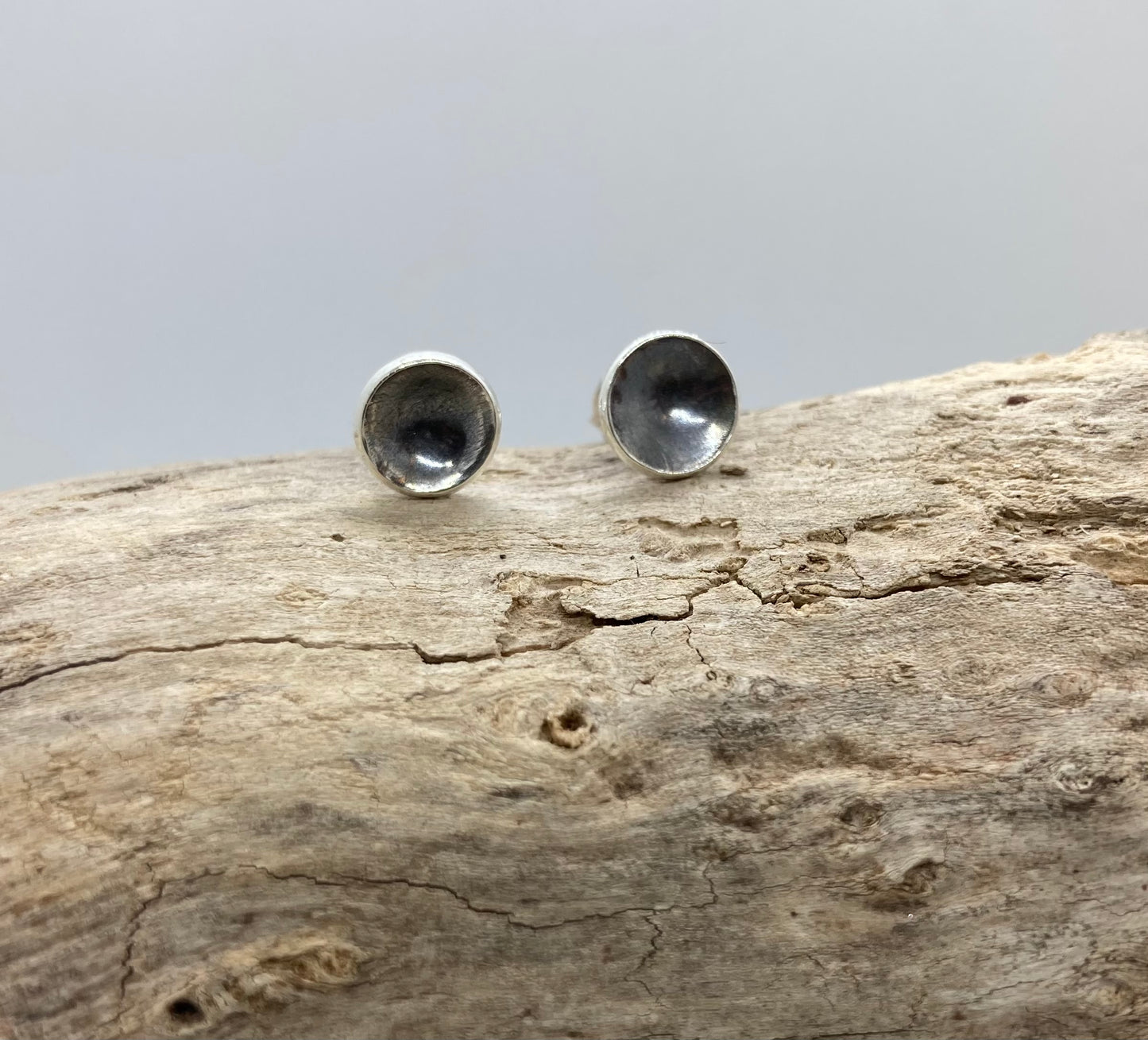 Domed oxidised silver studs