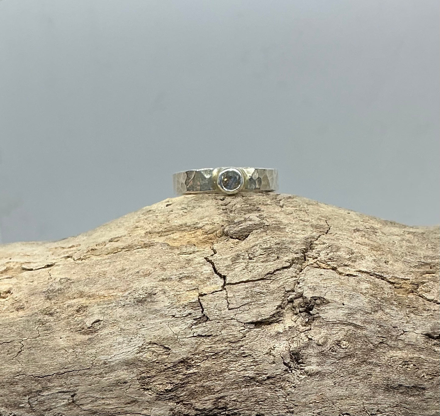 Labradorite hammered band UK size N