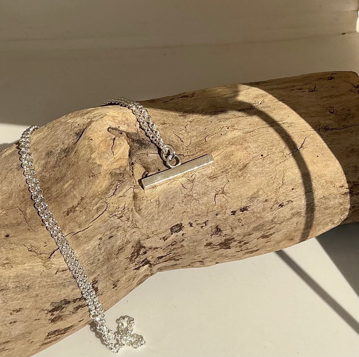 Chunky sterling silver T-Bar necklace