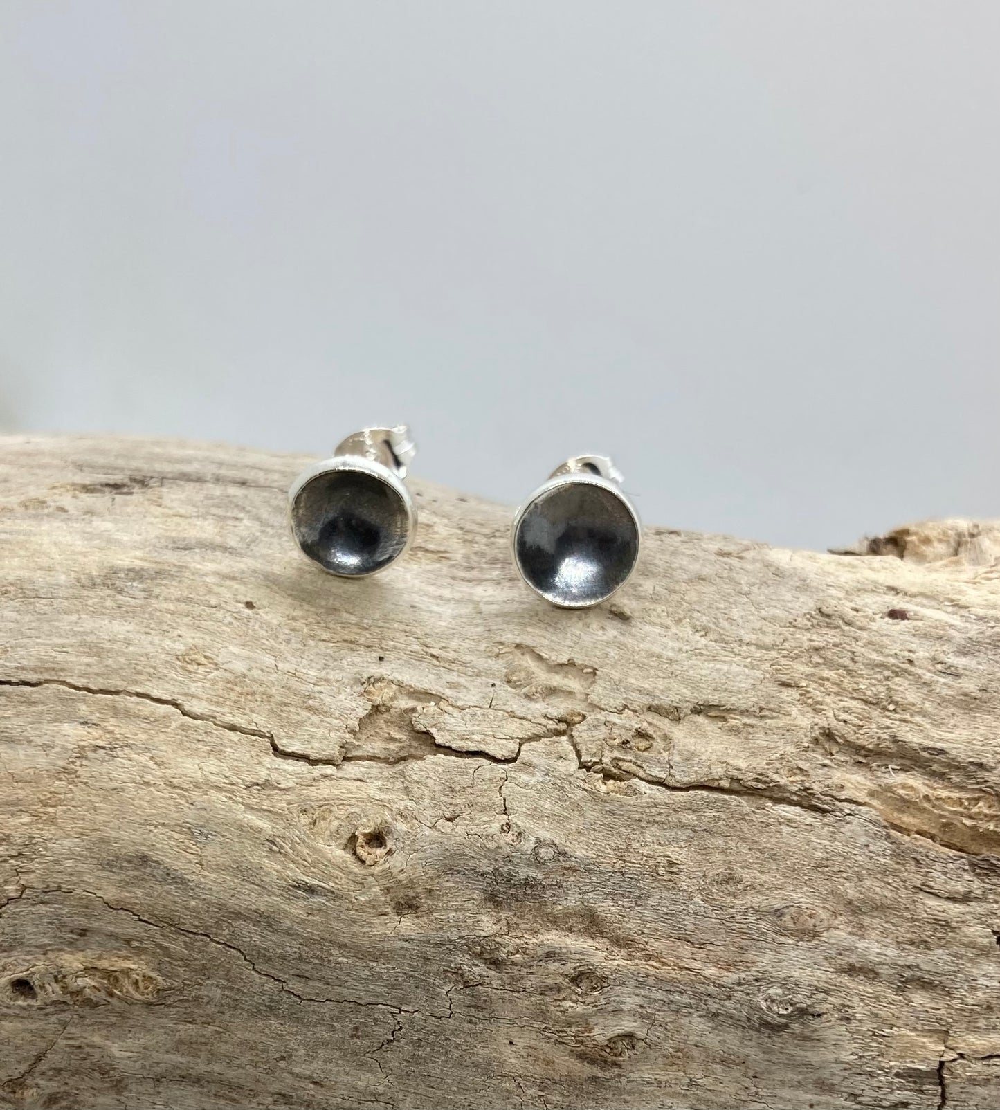 Domed oxidised silver studs