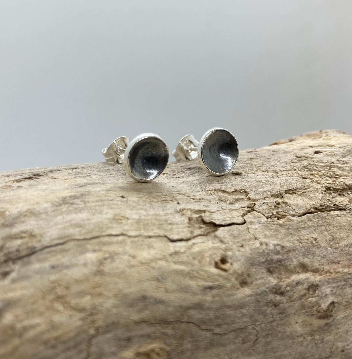 Domed oxidised silver studs