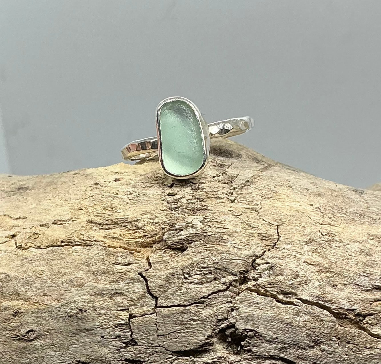 Sea foam sea glass ring UK size V1/2