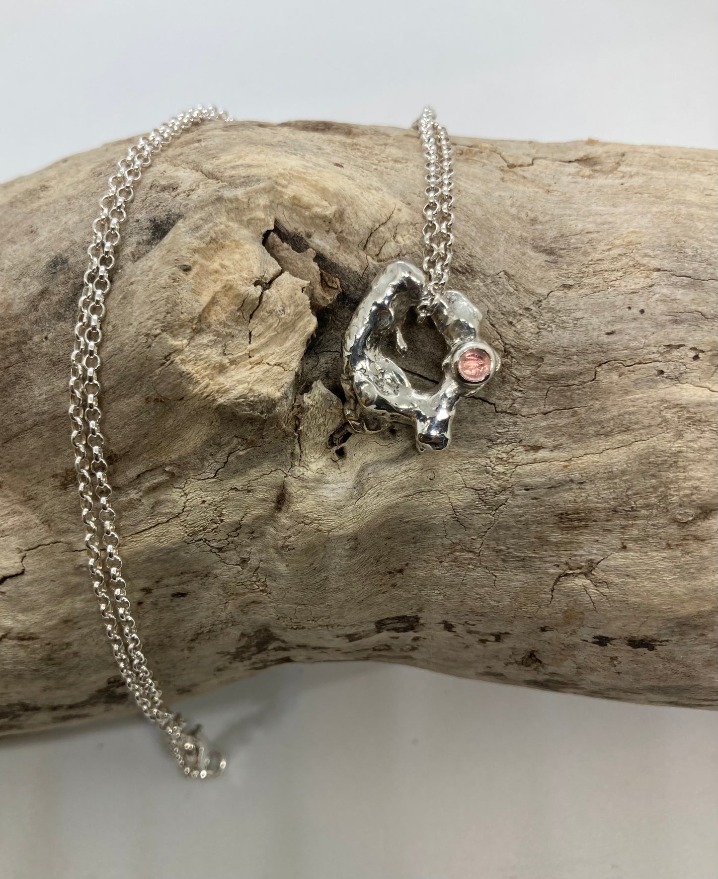 Pink Tourmaline molten pendant