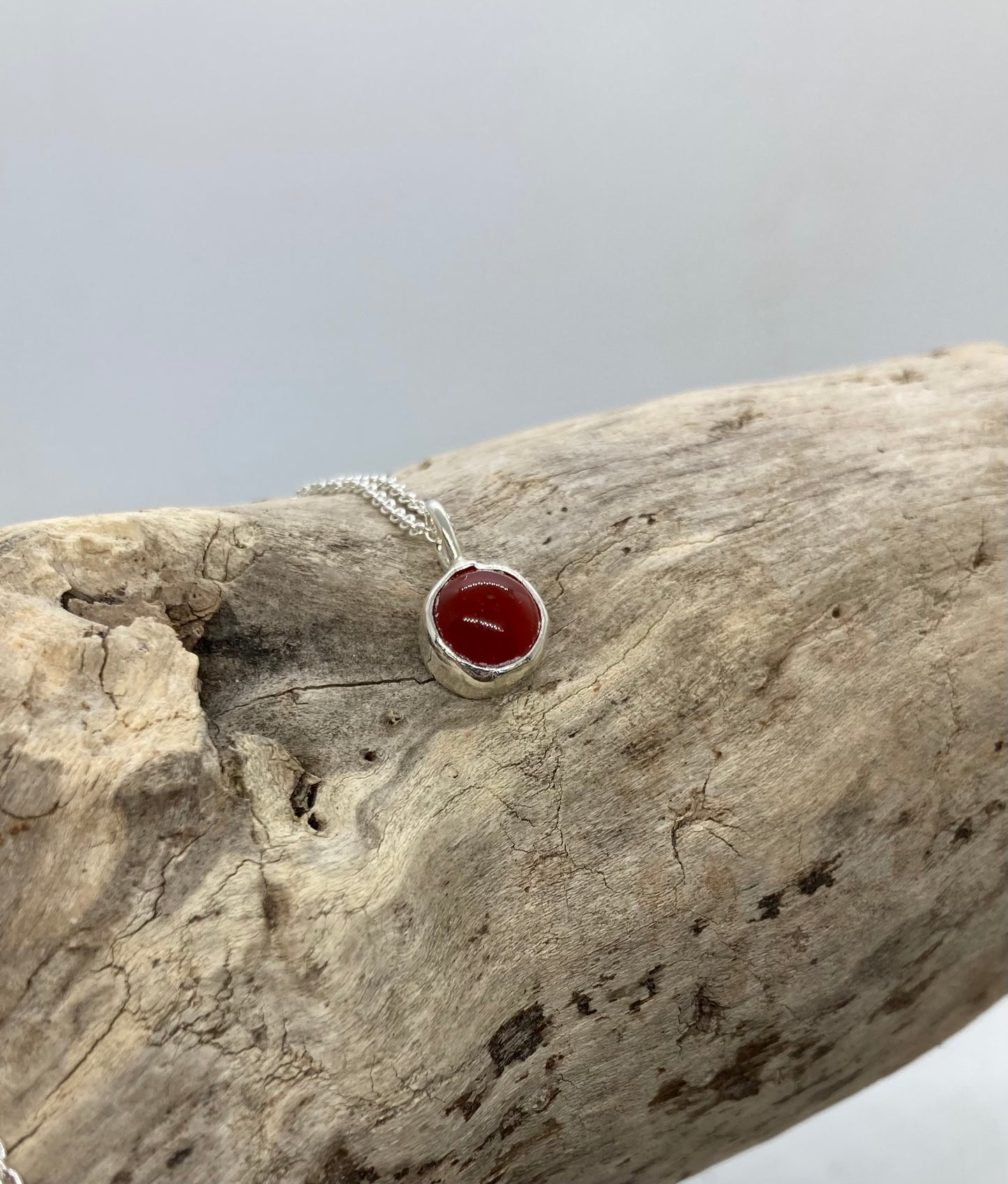 Carnelian sterling silver pendant