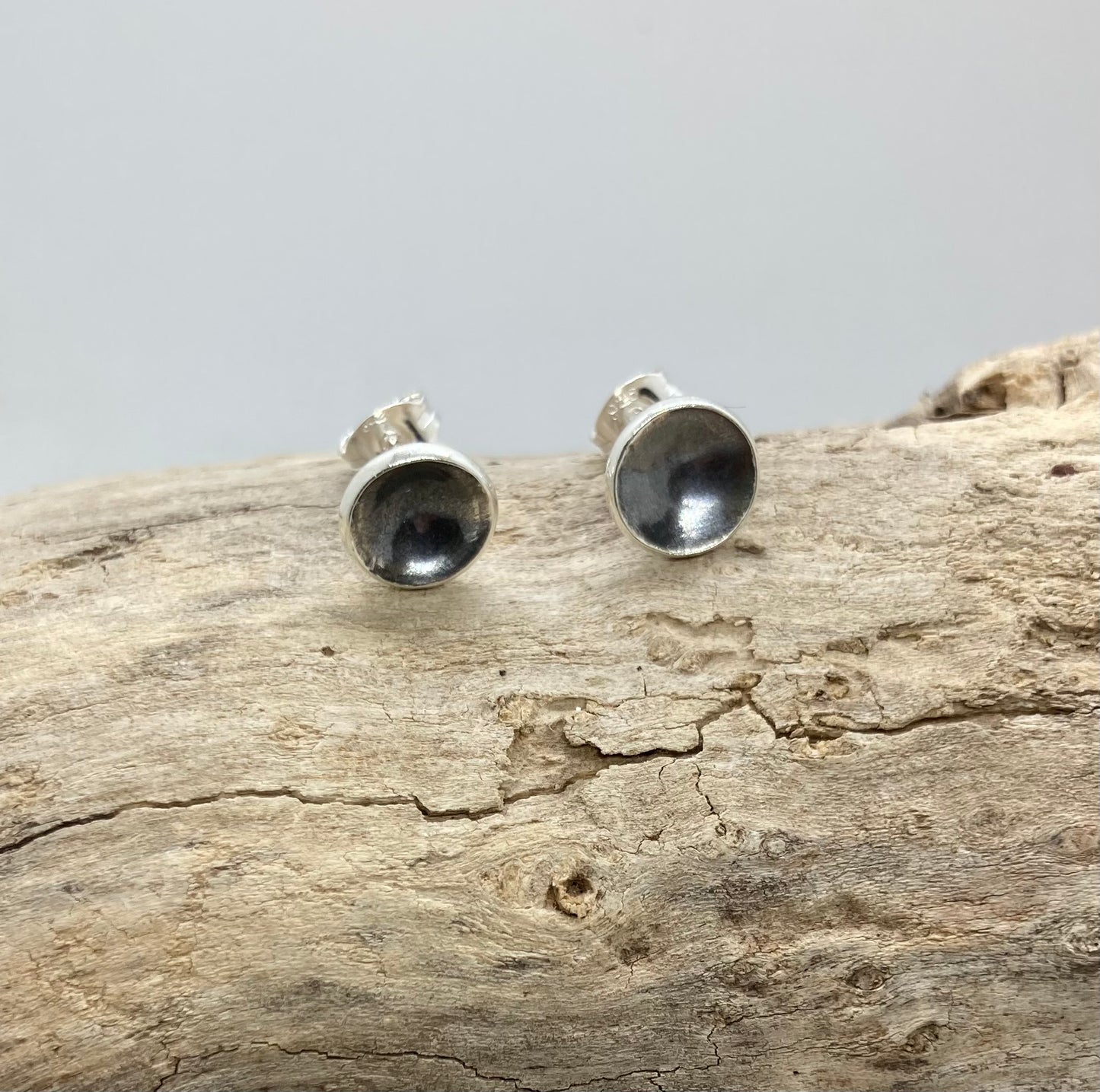 Domed oxidised silver studs