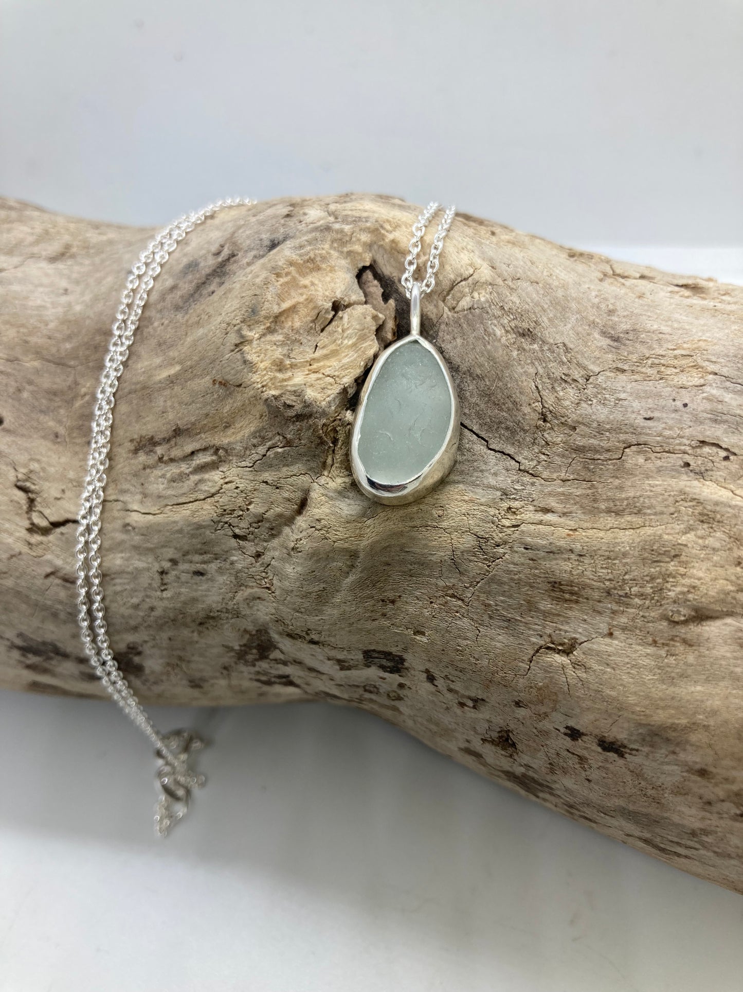 White Seaham sea glass pendant