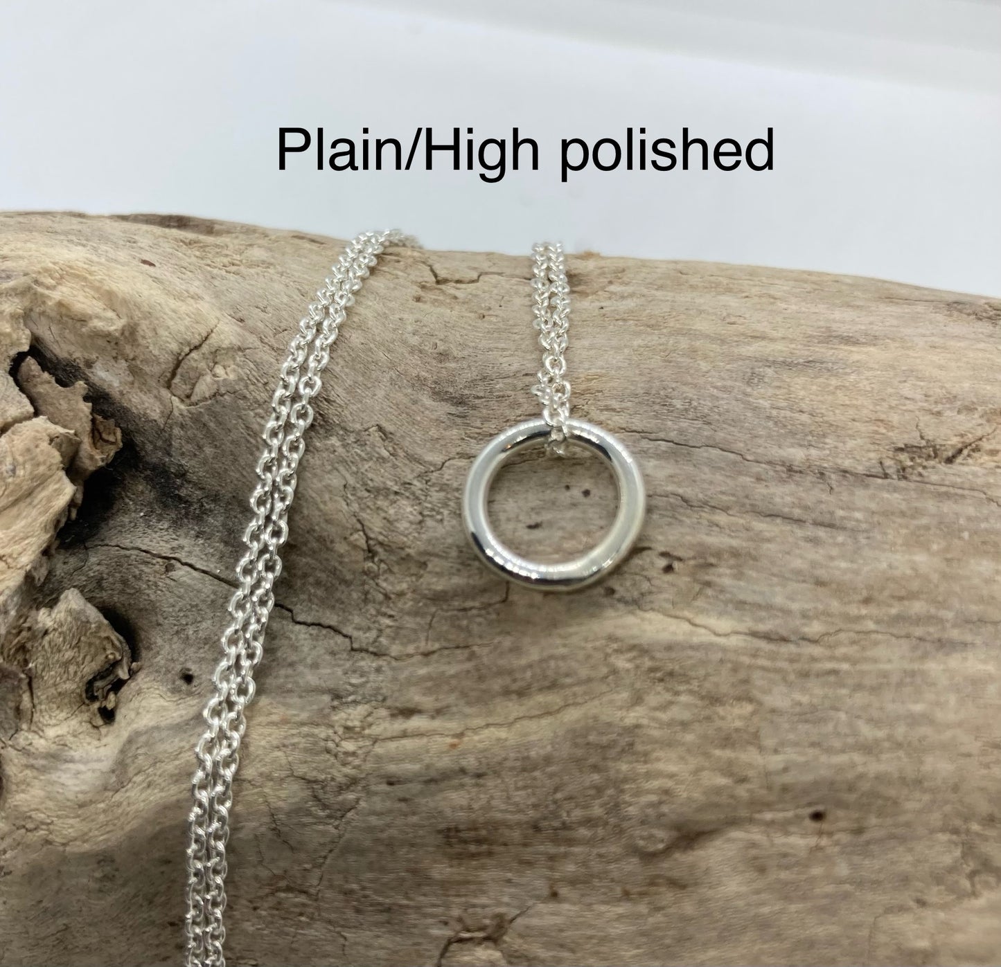 Open circle sterling silver pendant