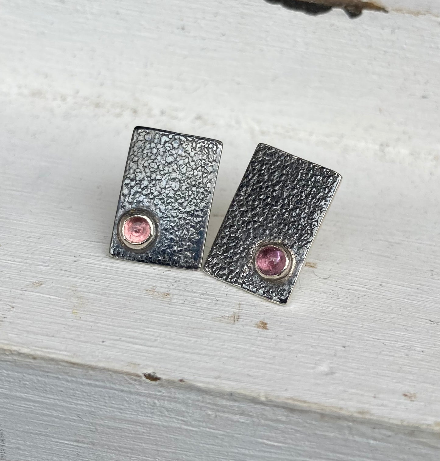 Pink Tourmaline Sterling Silver Stud Earrings