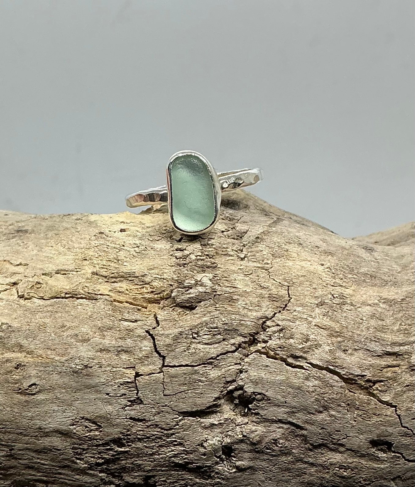 Sea foam sea glass ring UK size V1/2