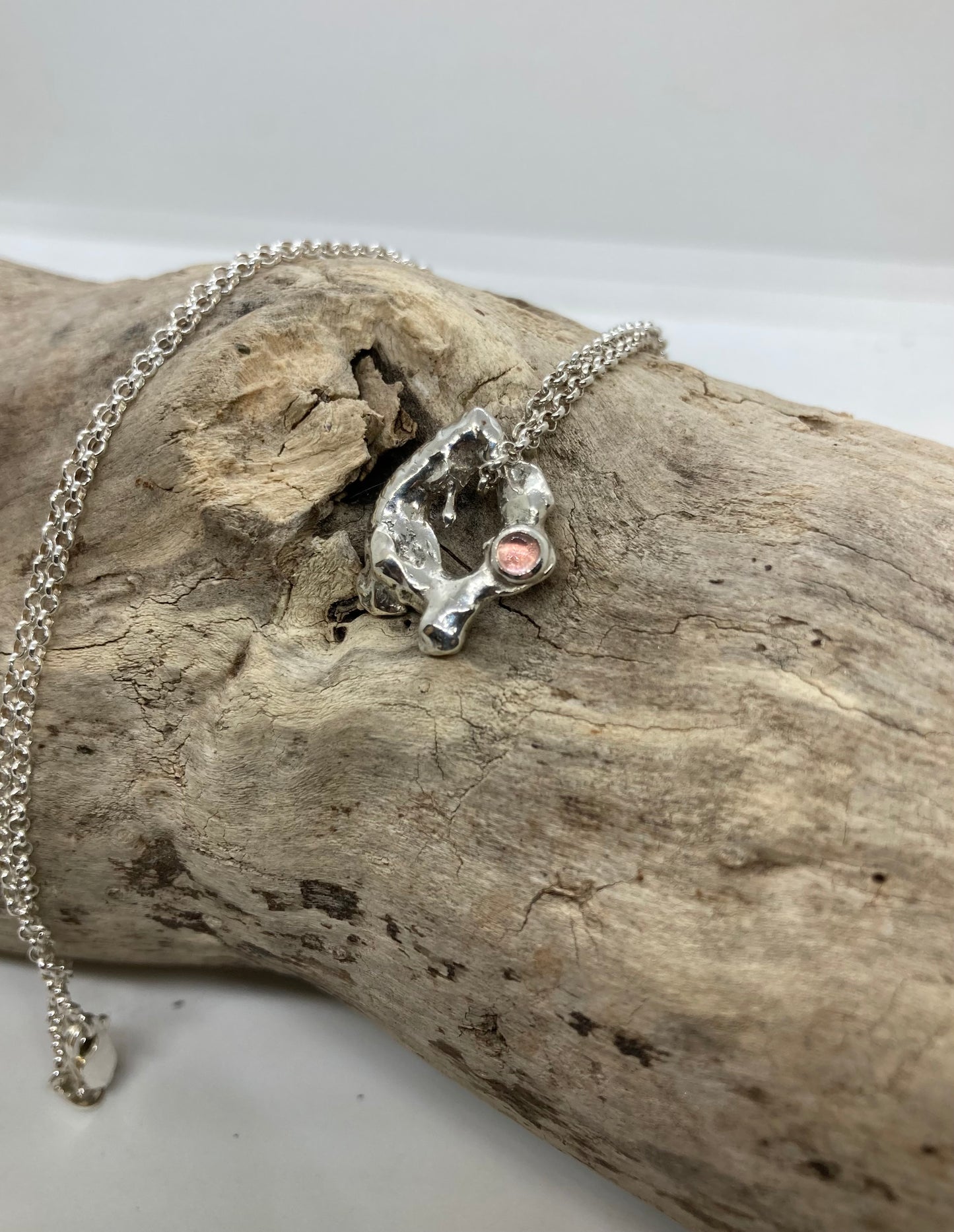 Pink Tourmaline molten pendant