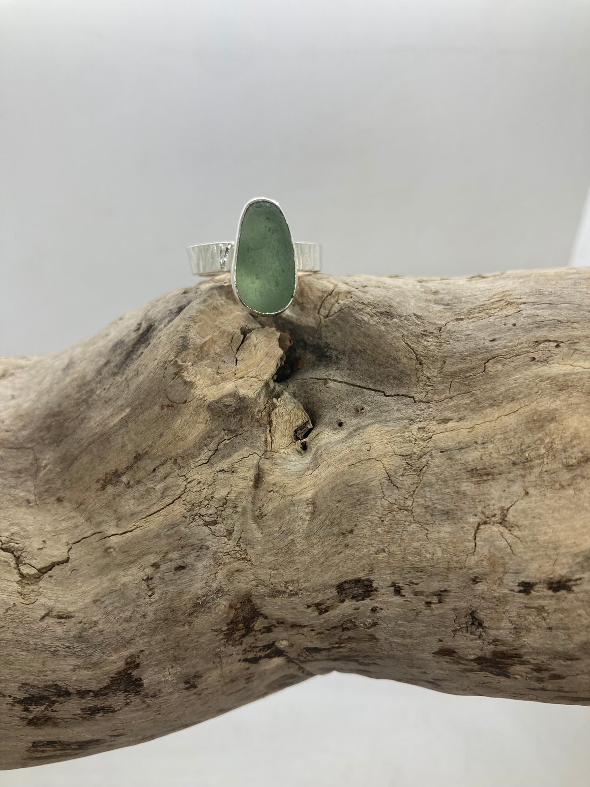 Northumberland Green seafoam Sea Glass Ring UK Size O