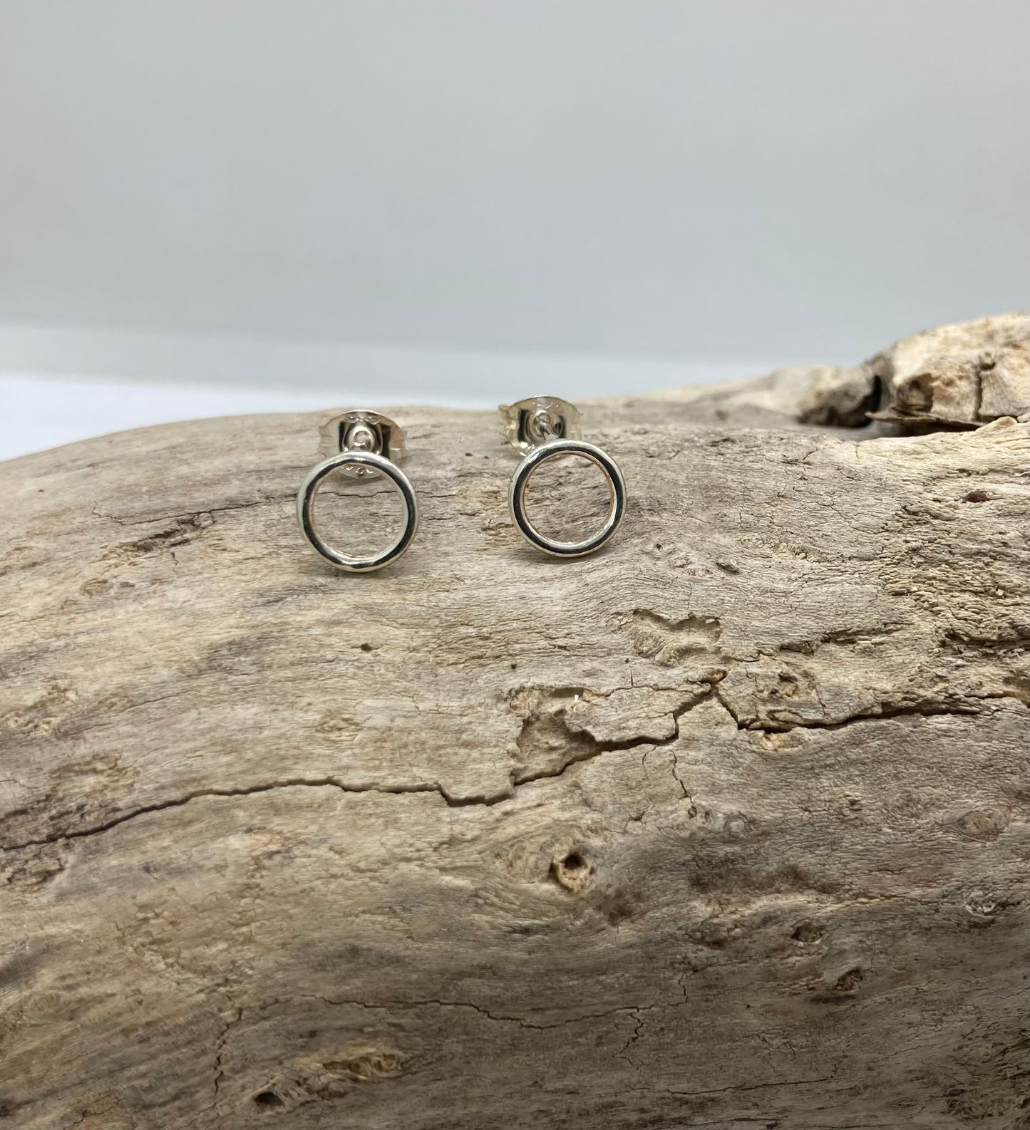 Small open circle stud earrings