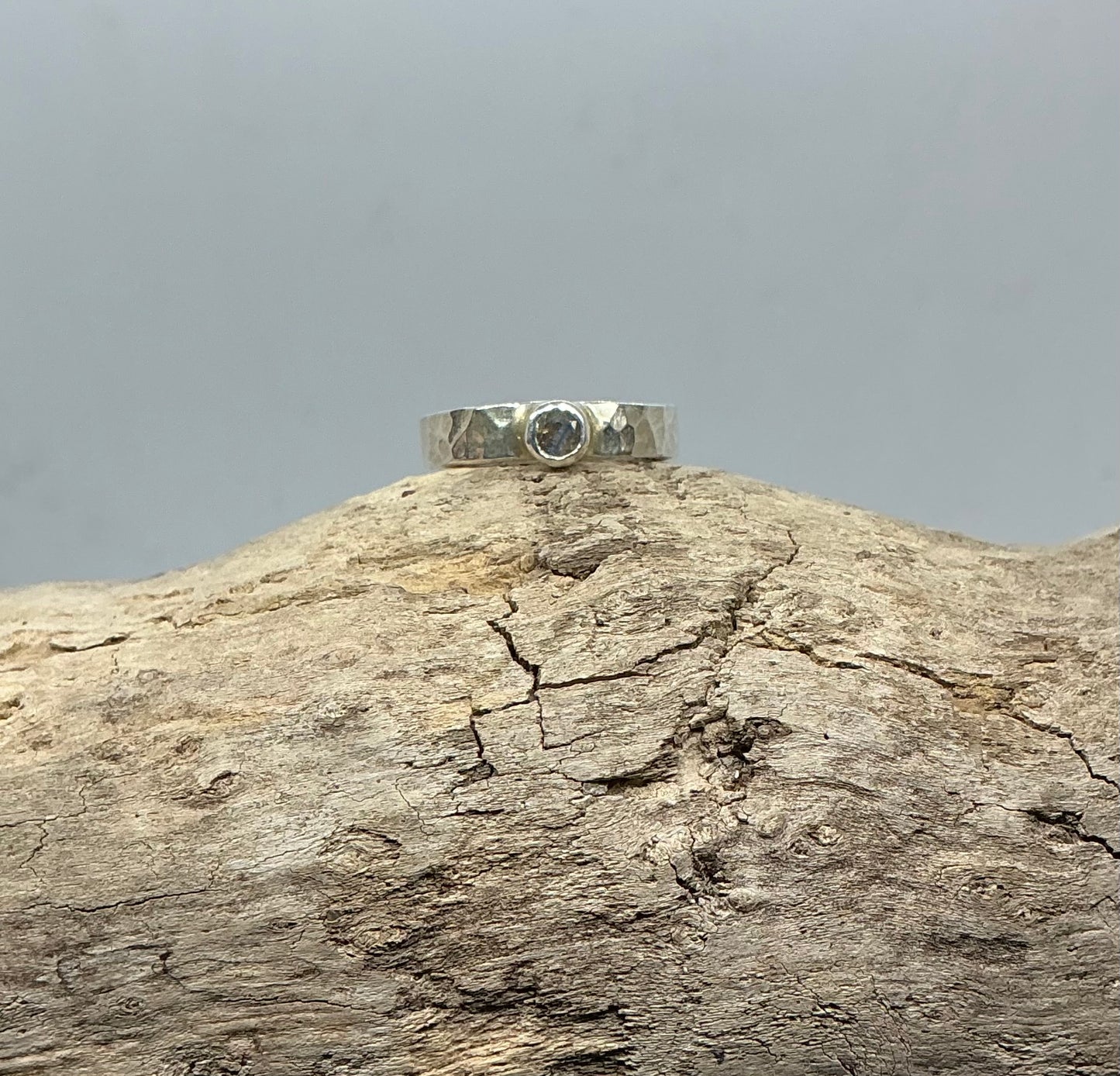 Labradorite hammered band UK size N