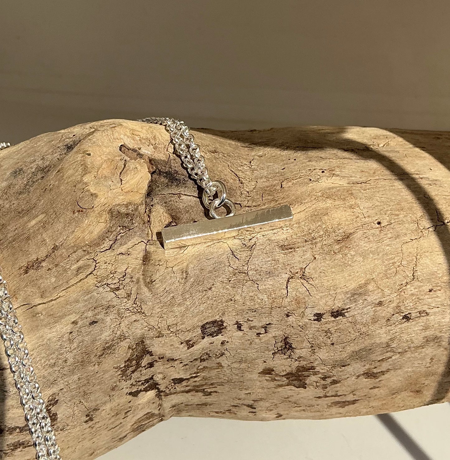 Chunky sterling silver T-Bar necklace
