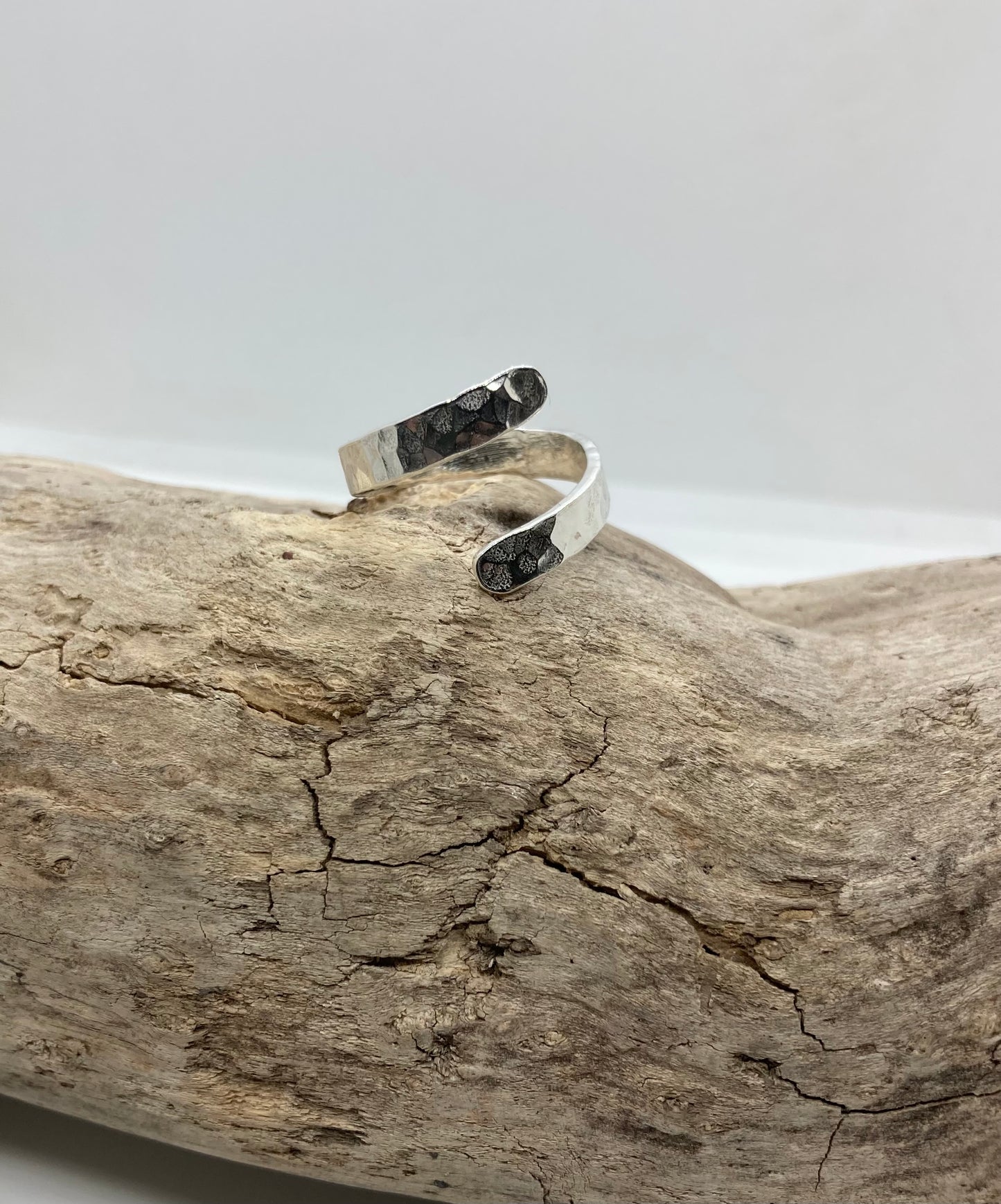 Open crossover sterling silver ring