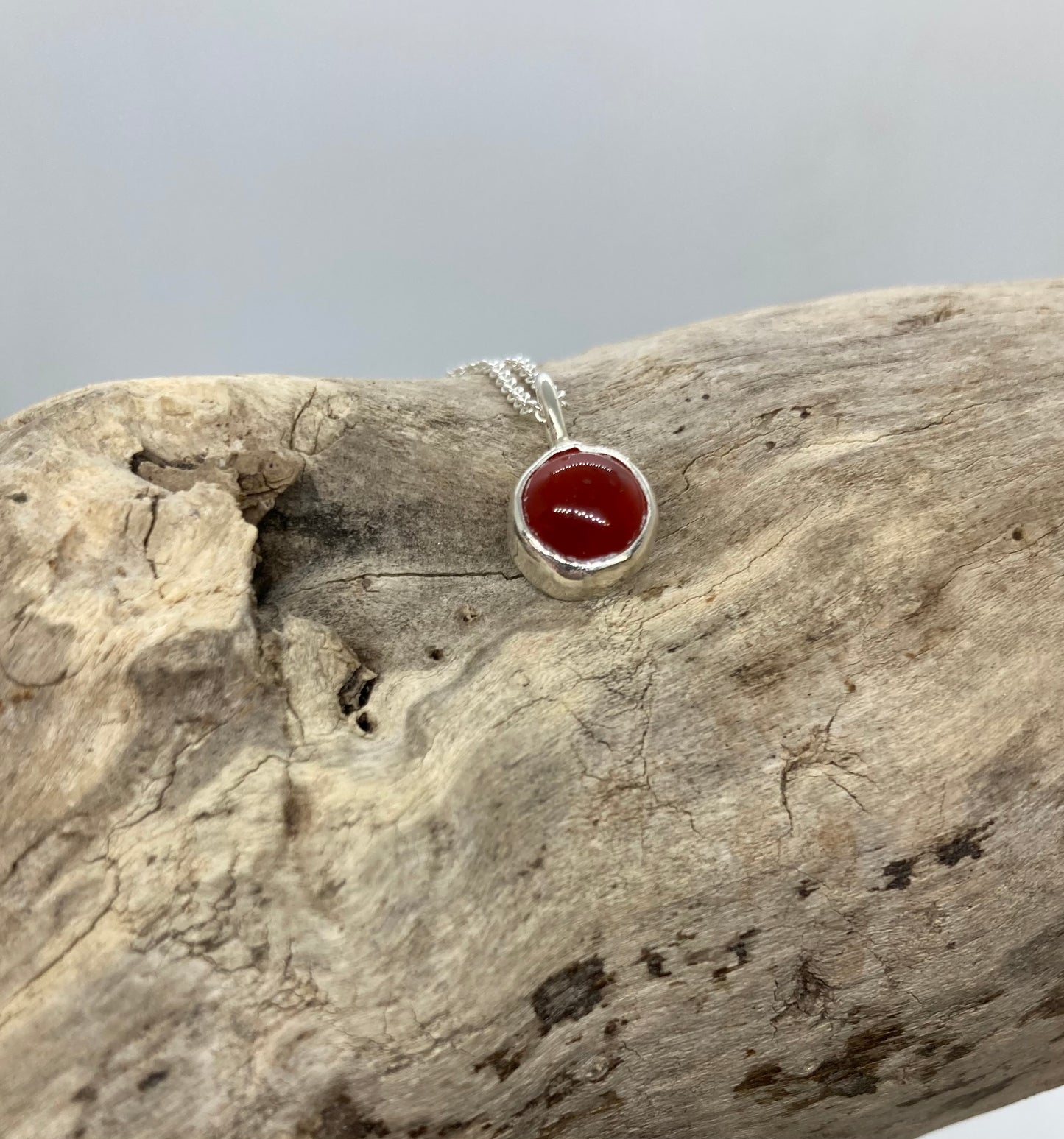 Carnelian sterling silver pendant