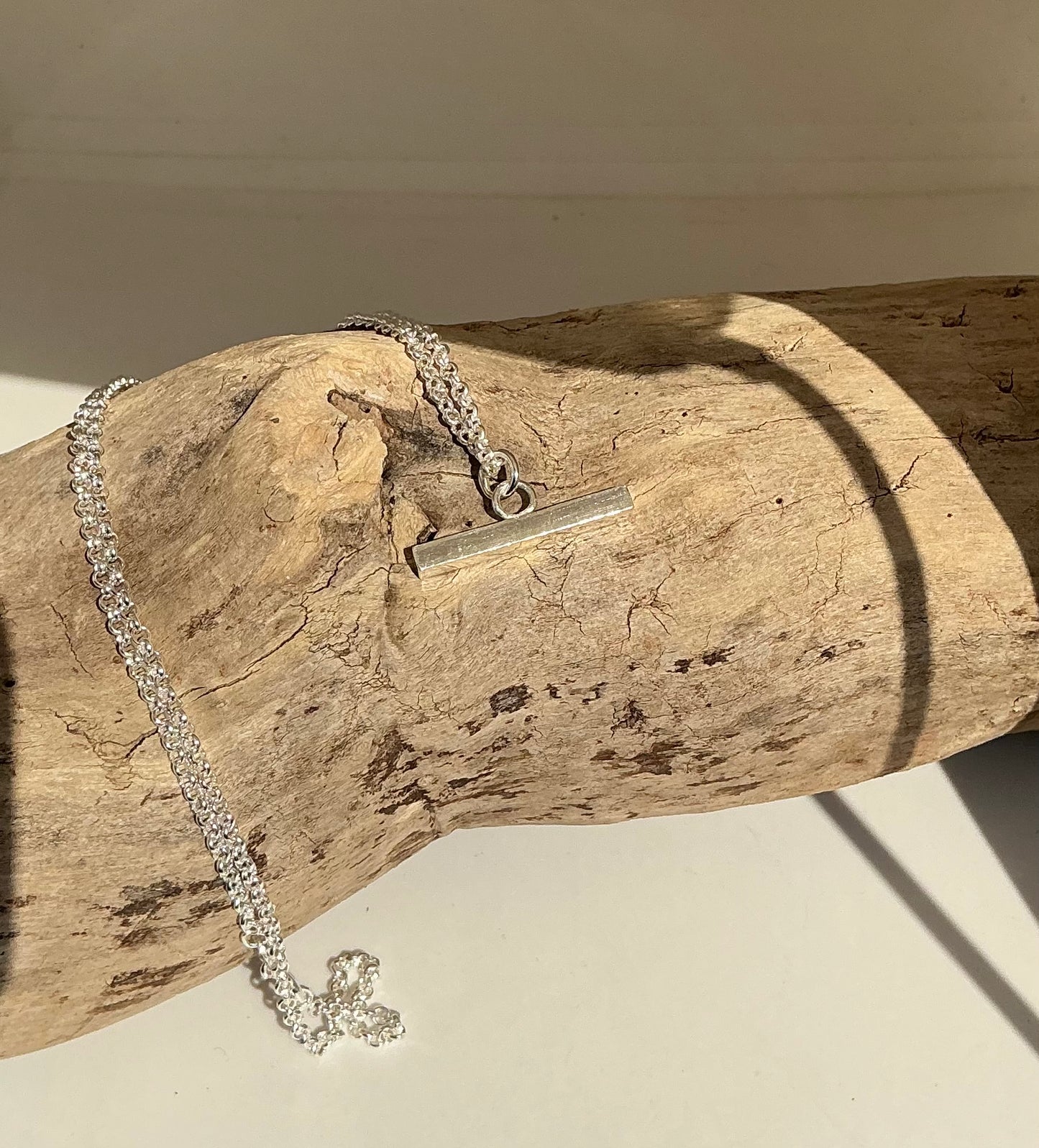 Chunky sterling silver T-Bar necklace