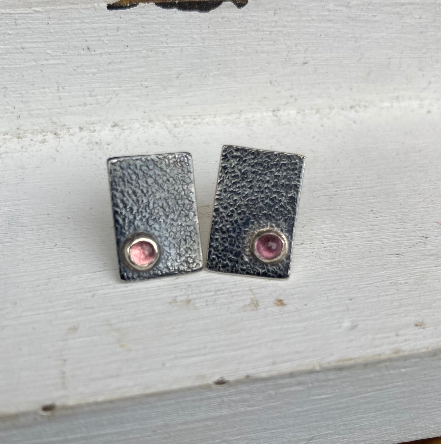 Pink Tourmaline Sterling Silver Stud Earrings