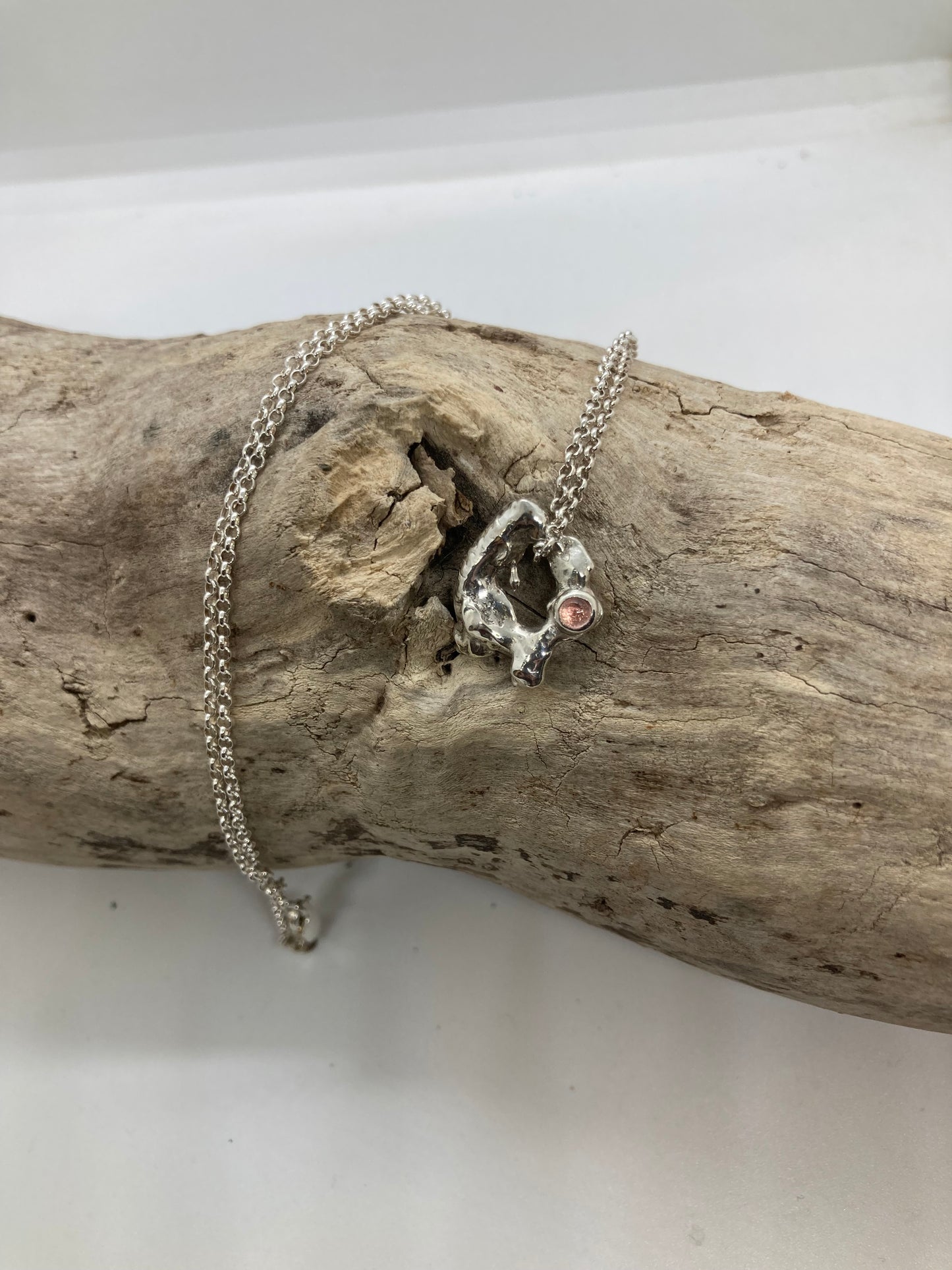 Pink Tourmaline molten pendant