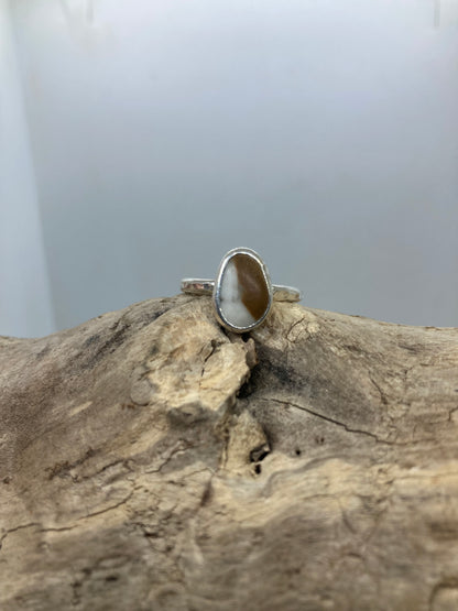 Unusual stone with Quartz silver ring UK size P