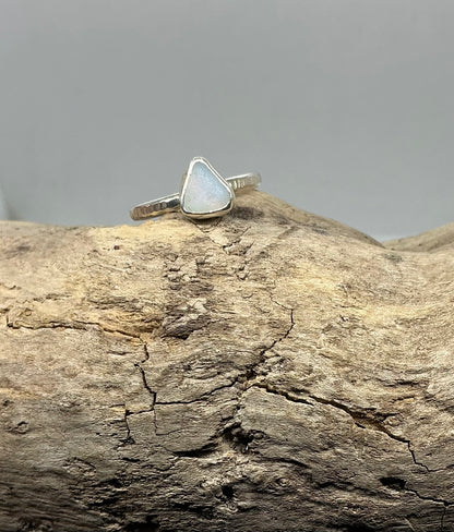 Rare Opalescent sea glass ring UK size O1/2