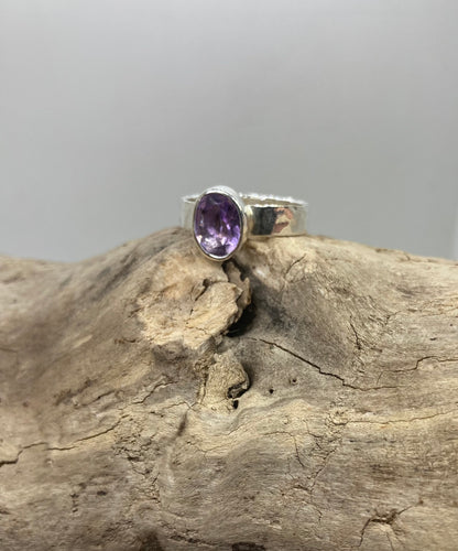 Juicy Amethyst sterling silver ring UK size N
