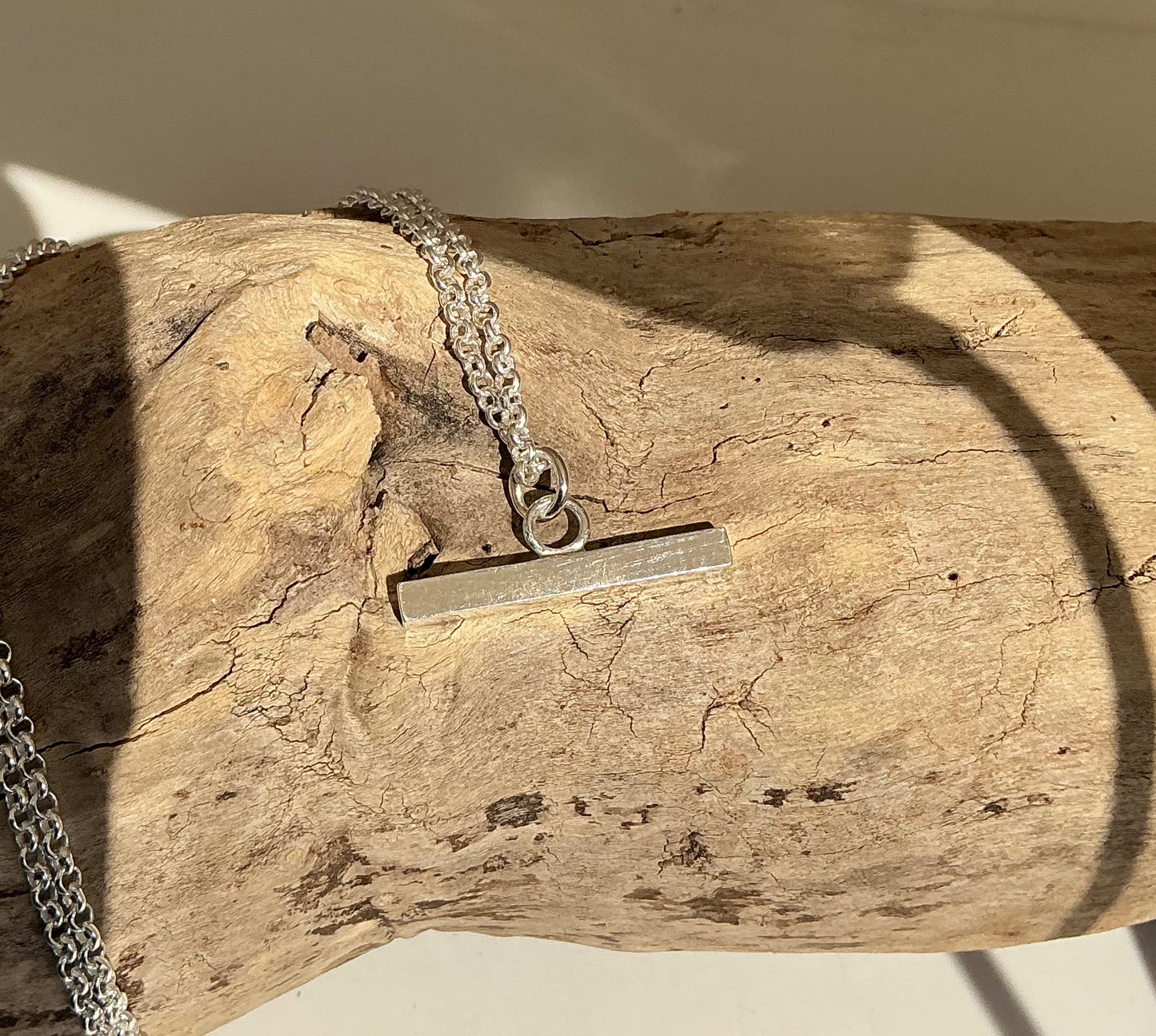 Chunky sterling silver T-Bar necklace
